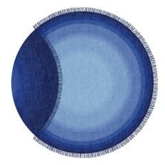 Eclipse Round, Rug and Wall Tapestry Nepal Highland Wool and Cotton Bright Blue