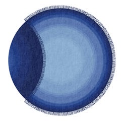 Eclipse Round, Rug and Wall Tapestry Nepal Highland Wool and Cotton Bright Blue