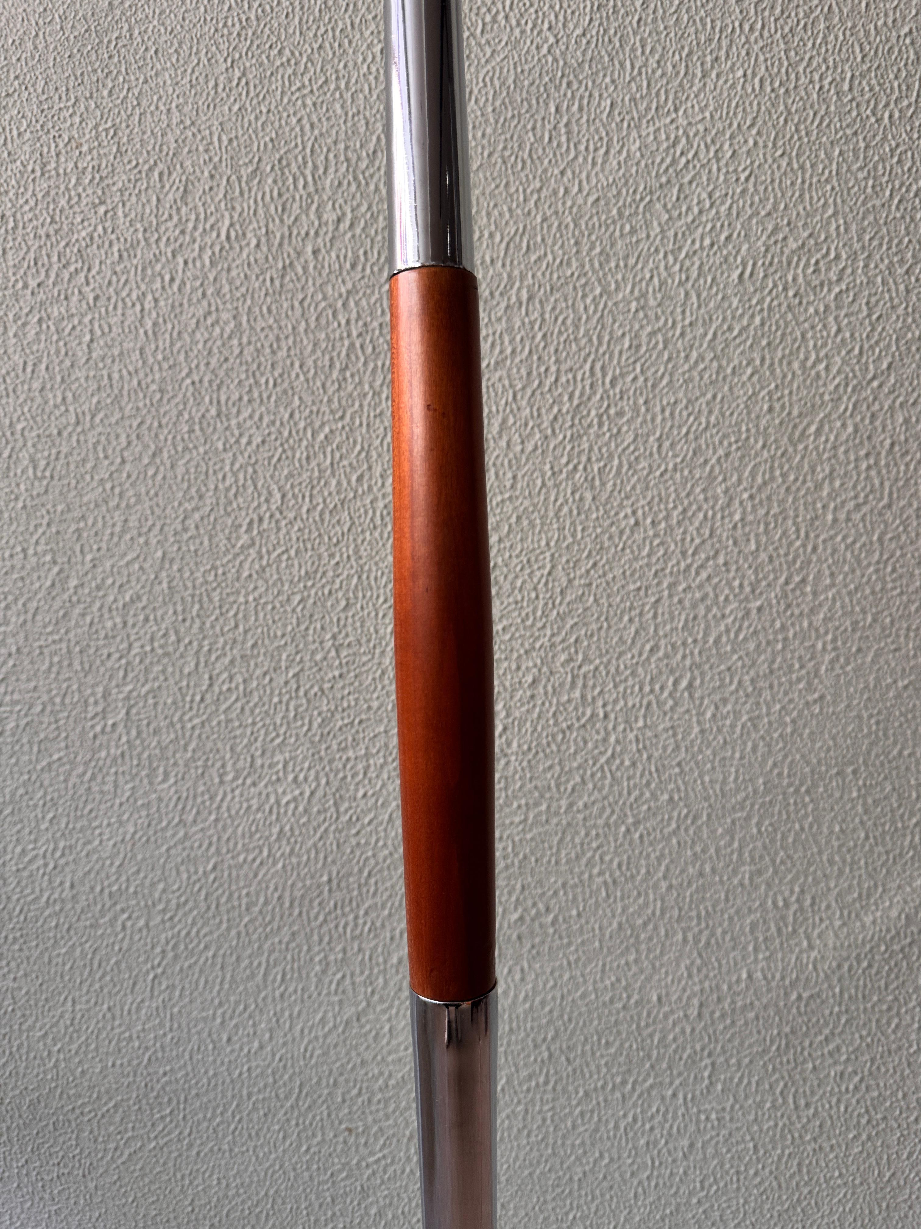 Mid-Century Modern Eclipse S Stehlampe Luis Perez de la Oliva Fase Holz Chrom im Angebot 6