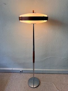 Mid-Century Modern Eclipse S Stehlampe Luis Perez de la Oliva Fase Holz Chrom