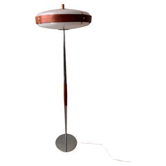 Mid Century Modern Eclipse S Floor Lamp Luis Perez de la Oliva Fase Wood Chrome