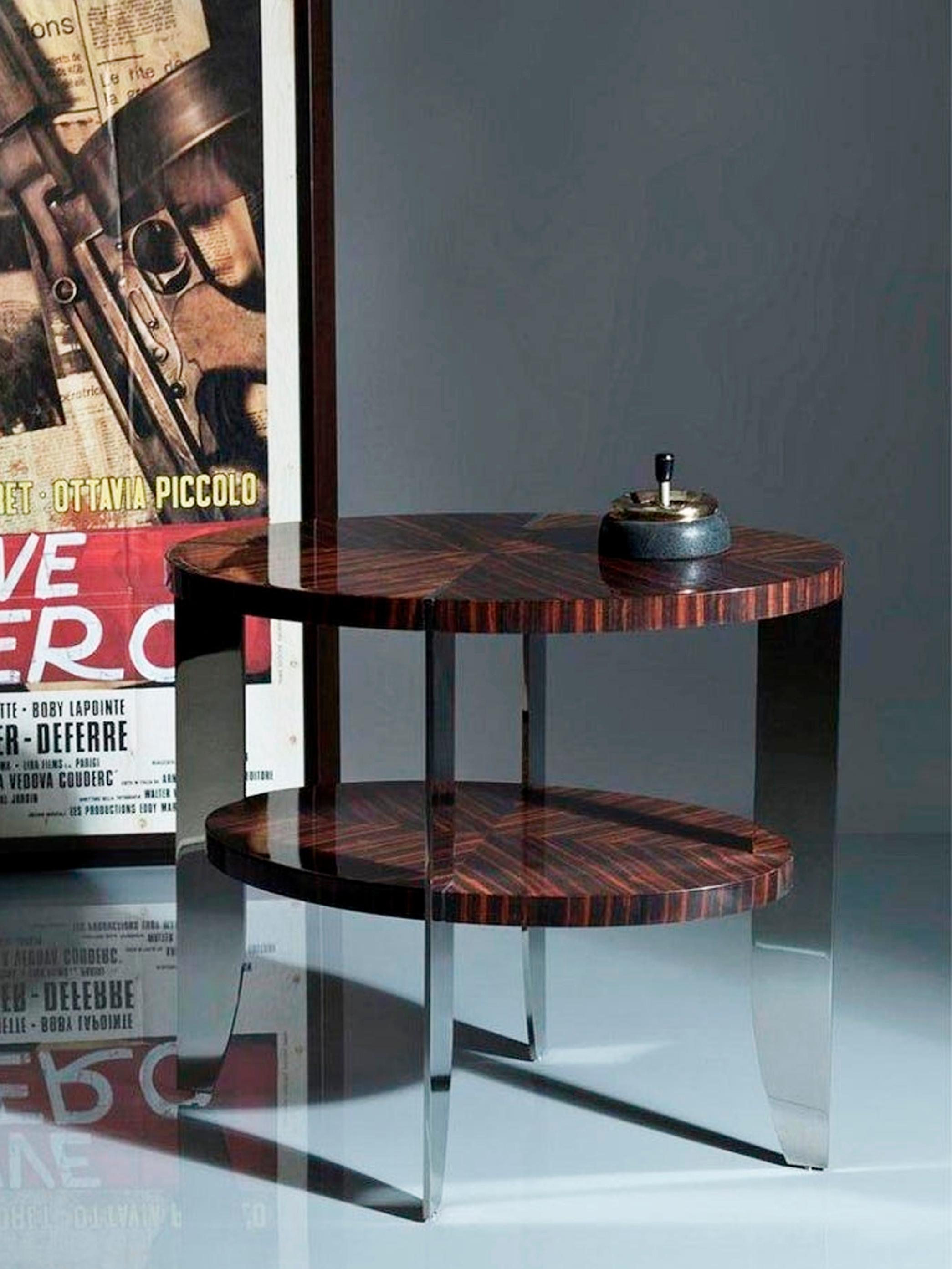 The Eclipse, Mesa auxiliar de macasar natural y acero inoxidable pulido Siglo XXI y contemporáneo en venta