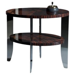 Eclipse, Side Table in Natural Macassar and Polished Stainless Steel Eclipse, Side Table in Natural Macassar and Polished Stainless Steel