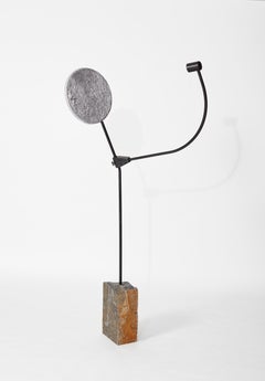 Eclipse Unique Floor Light in Aluminum, Steel & Stone by Jesse Ede