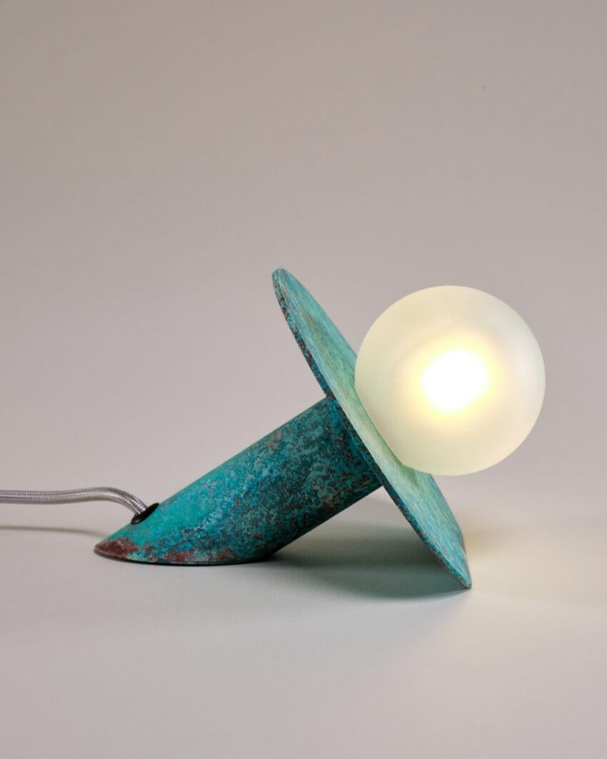 Lebanese Eclipse Verdigris Desk Lamp by Carla Baz For Sale