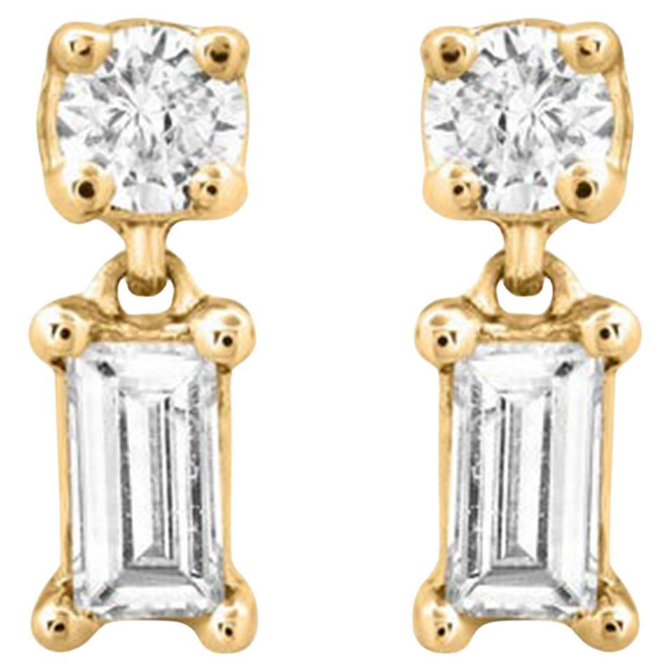 Eclipse Wave 14K (or 18k upon request) Yellow Gold Diamond Drop Earrings For Sale