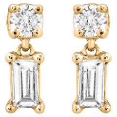 Eclipse Wave 14K (or 18k upon request) Yellow Gold Diamond Drop Earrings