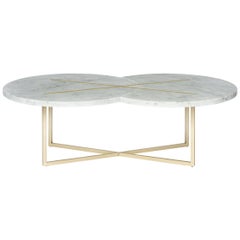 Eclipse X Table in Brass and Carrara Marble, Made in Italy