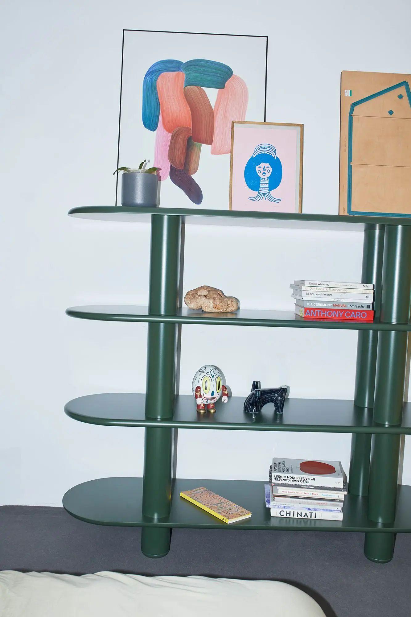 Eclipso 2 Shelving Unit in Beige Satin Lacquered MDF and Aluminum by ...