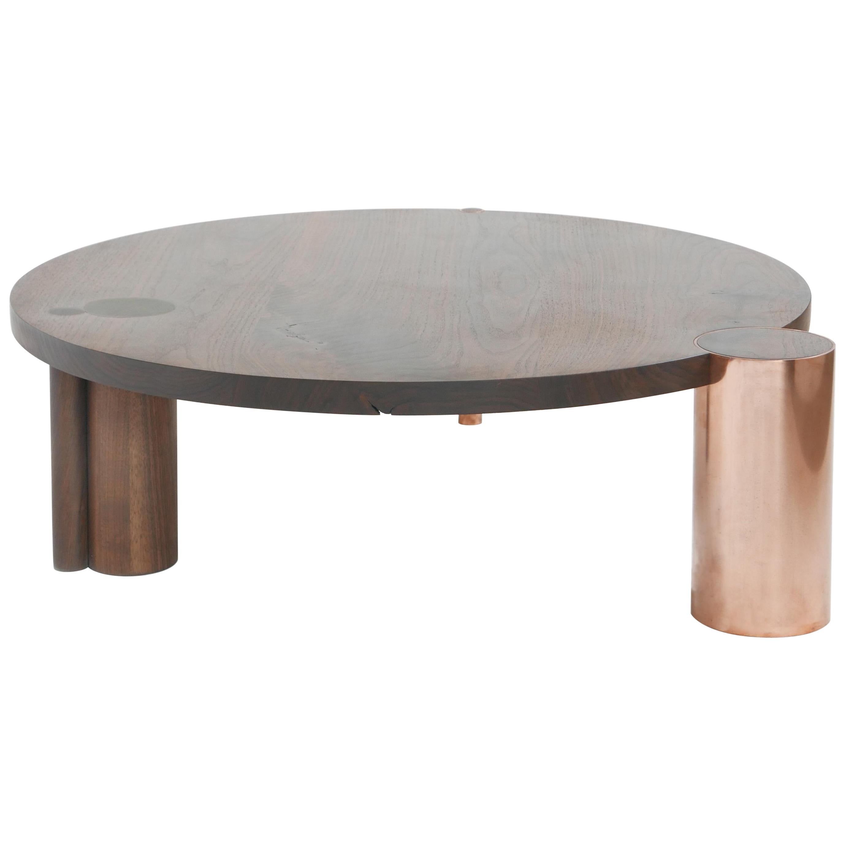 Black Walnut 36" Coffee Table with Copper Feature Leg by Hinterland Design For Sale