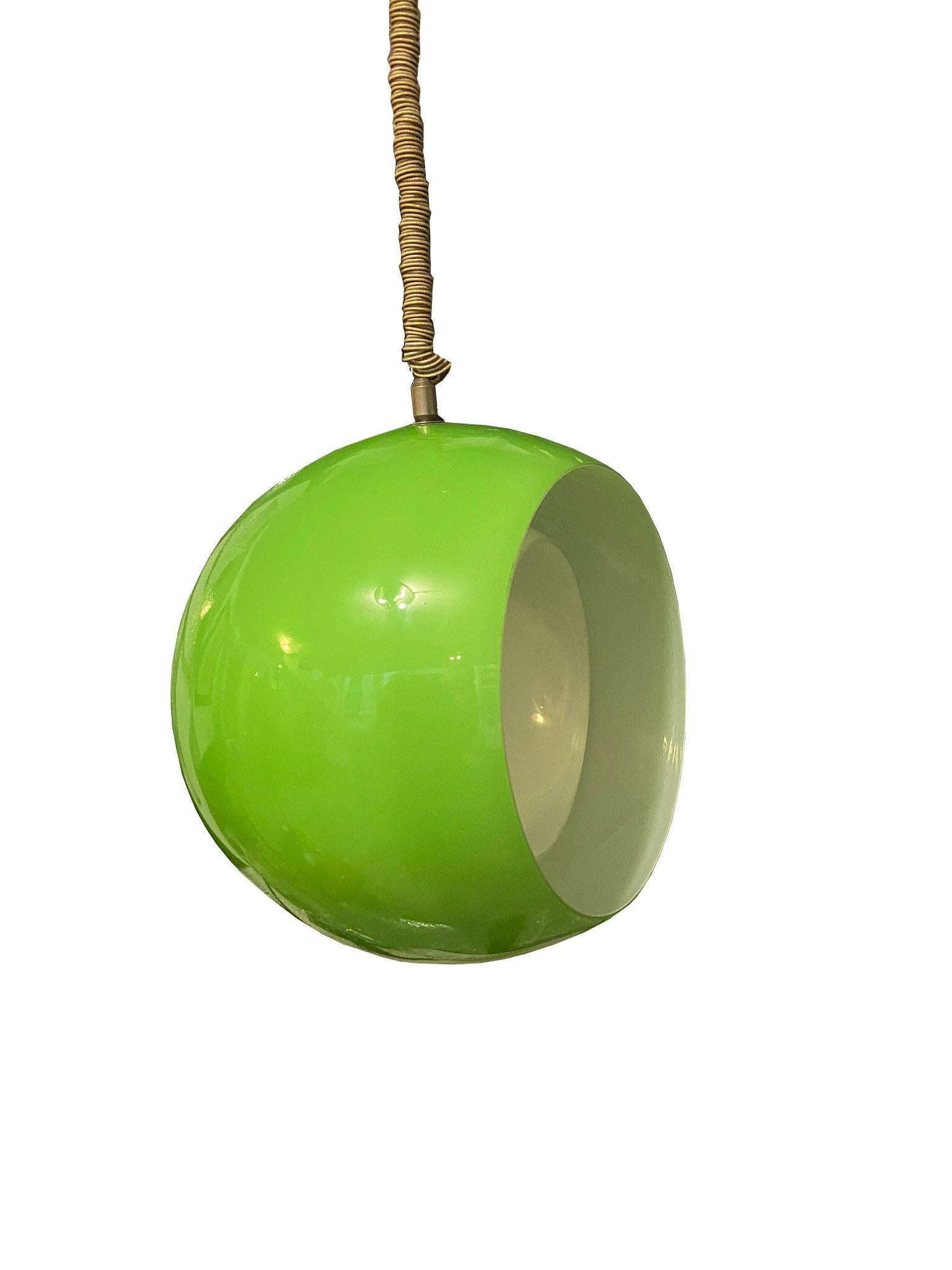 Stunning Italian Murano opaline and bright green glass Eclisse hanging pendant by Carlo Nason for Mazzega

Both reflectors can be rotated in all direction to adjust the amount of light emitted
The idea is based on a solar eclipse.
  