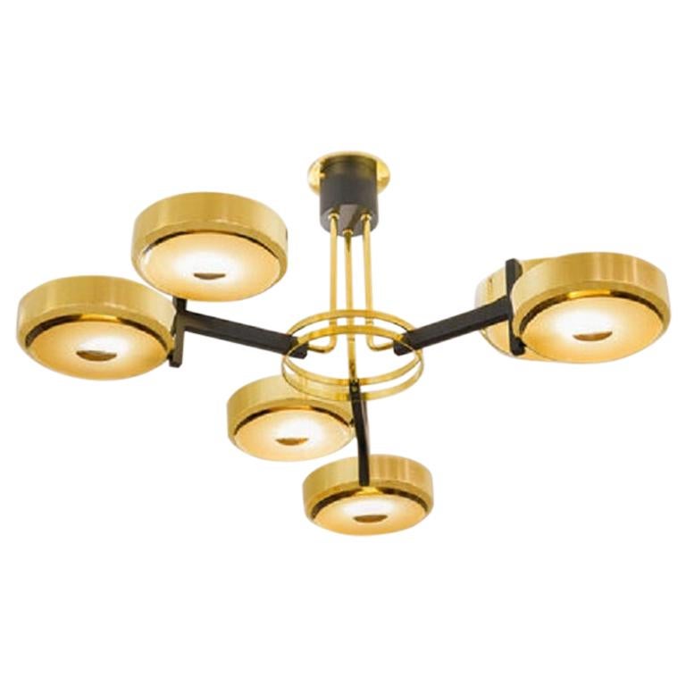 Yellow (POLISHED BRASS) Eclissi Ceiling Light by form A-Carved Glass Version