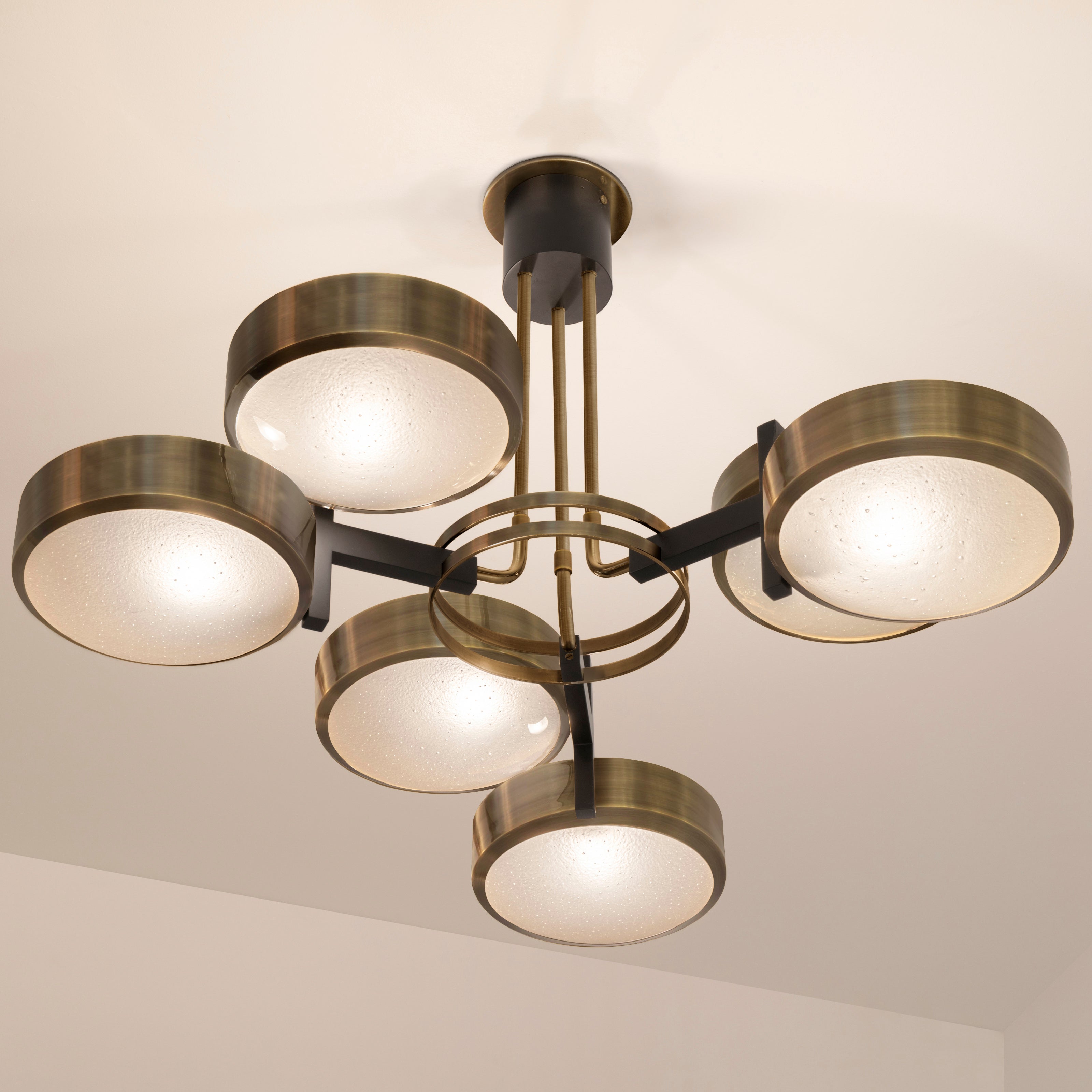 Eclissi Ceiling Light by Gaspare Asaro - Bronze Finish Murano Glass Version For Sale