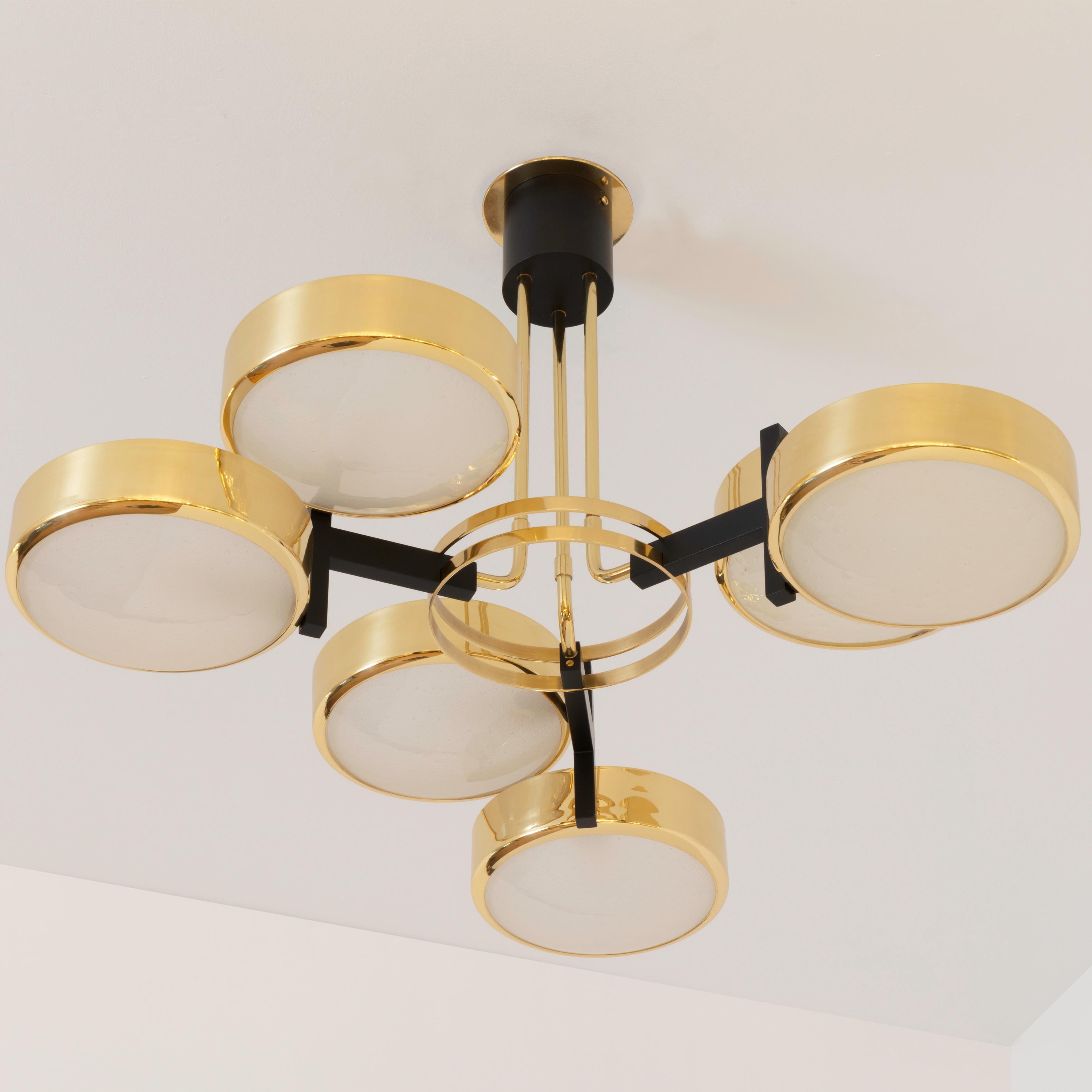 Modern Eclissi Ceiling Light by Gaspare Asaro-Polished Brass and Black Finish For Sale