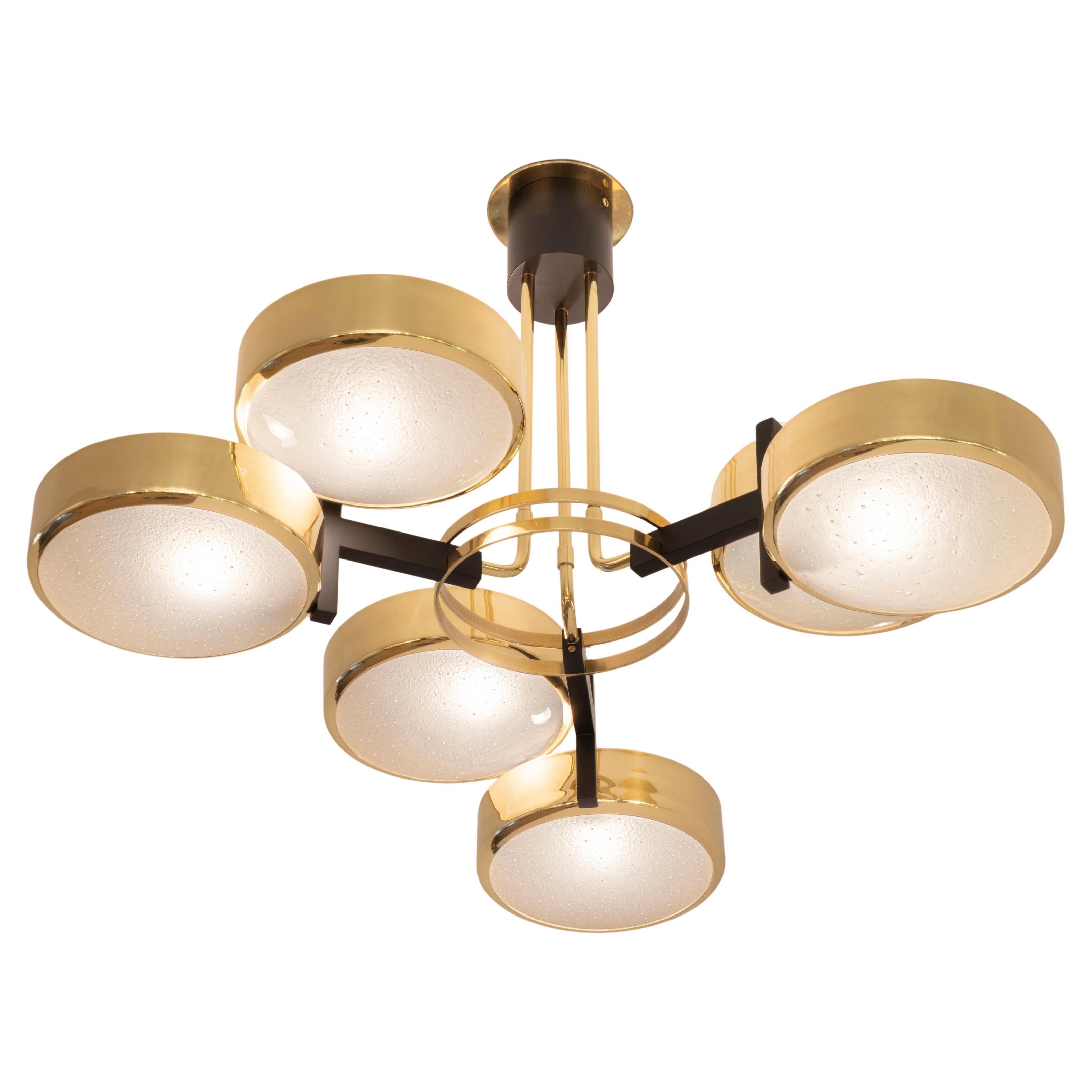 Eclissi Ceiling Light by Gaspare Asaro-Polished Brass and Black Finish For Sale
