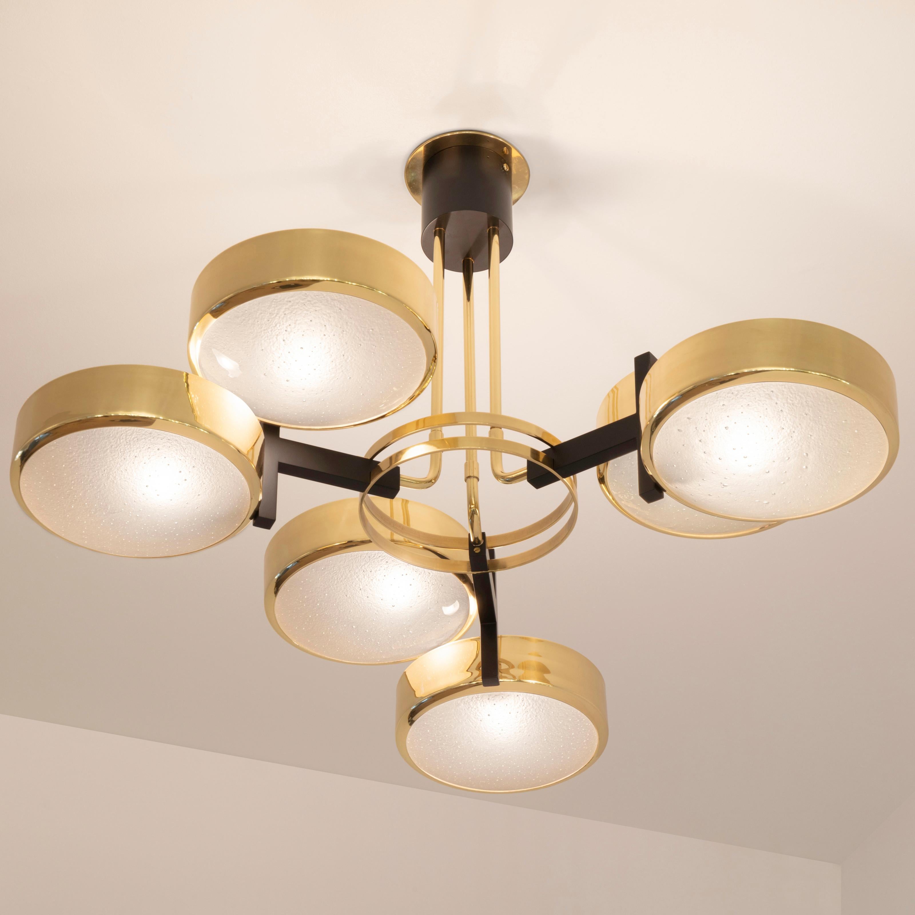 Brass Eclissi Ceiling Light by Gaspare Asaro-Polished Nickel and Black Finish For Sale