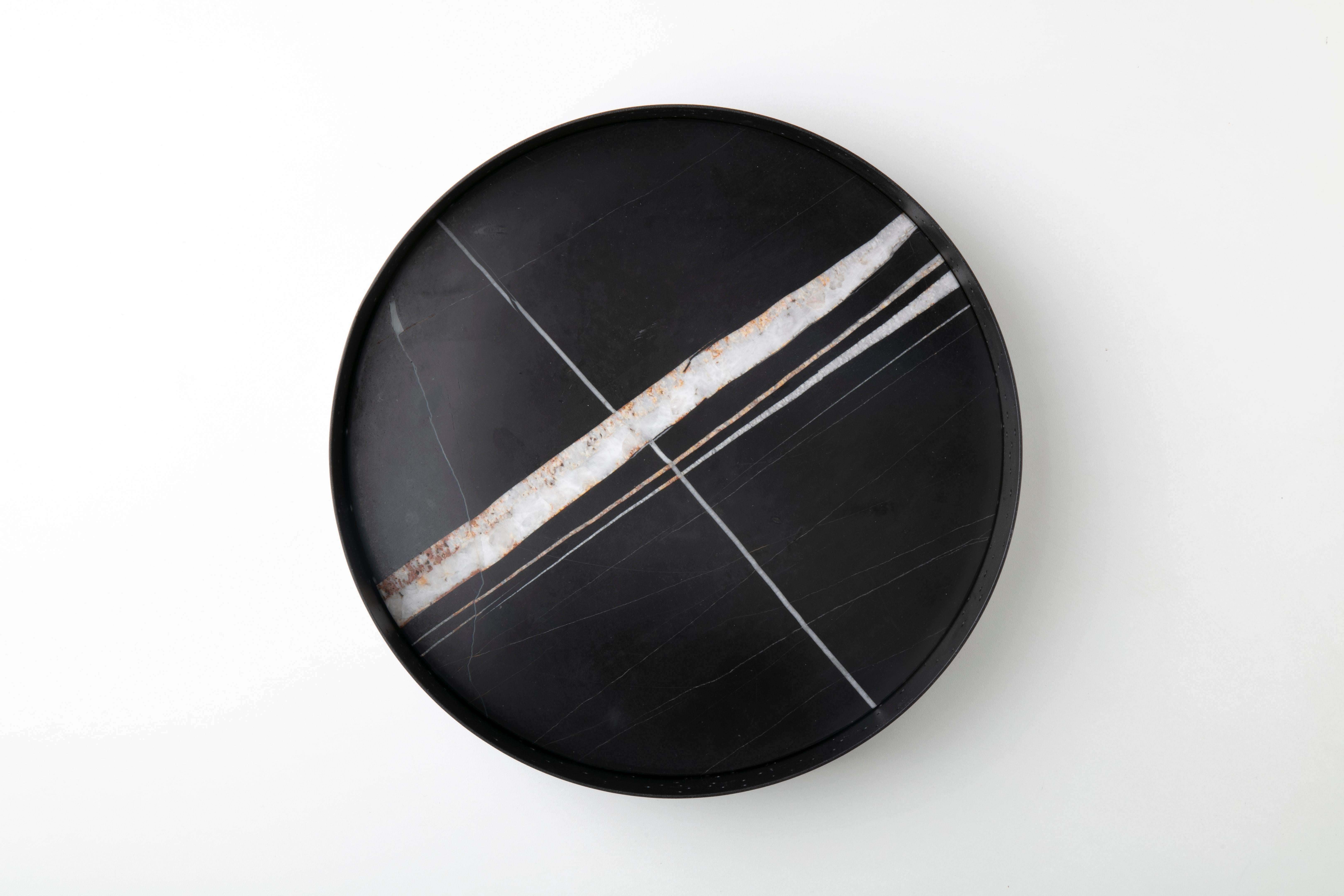 Plateau et centre de table Eclittica Design en marbre Blanco Namibia par Stella Orlandino en vente 7