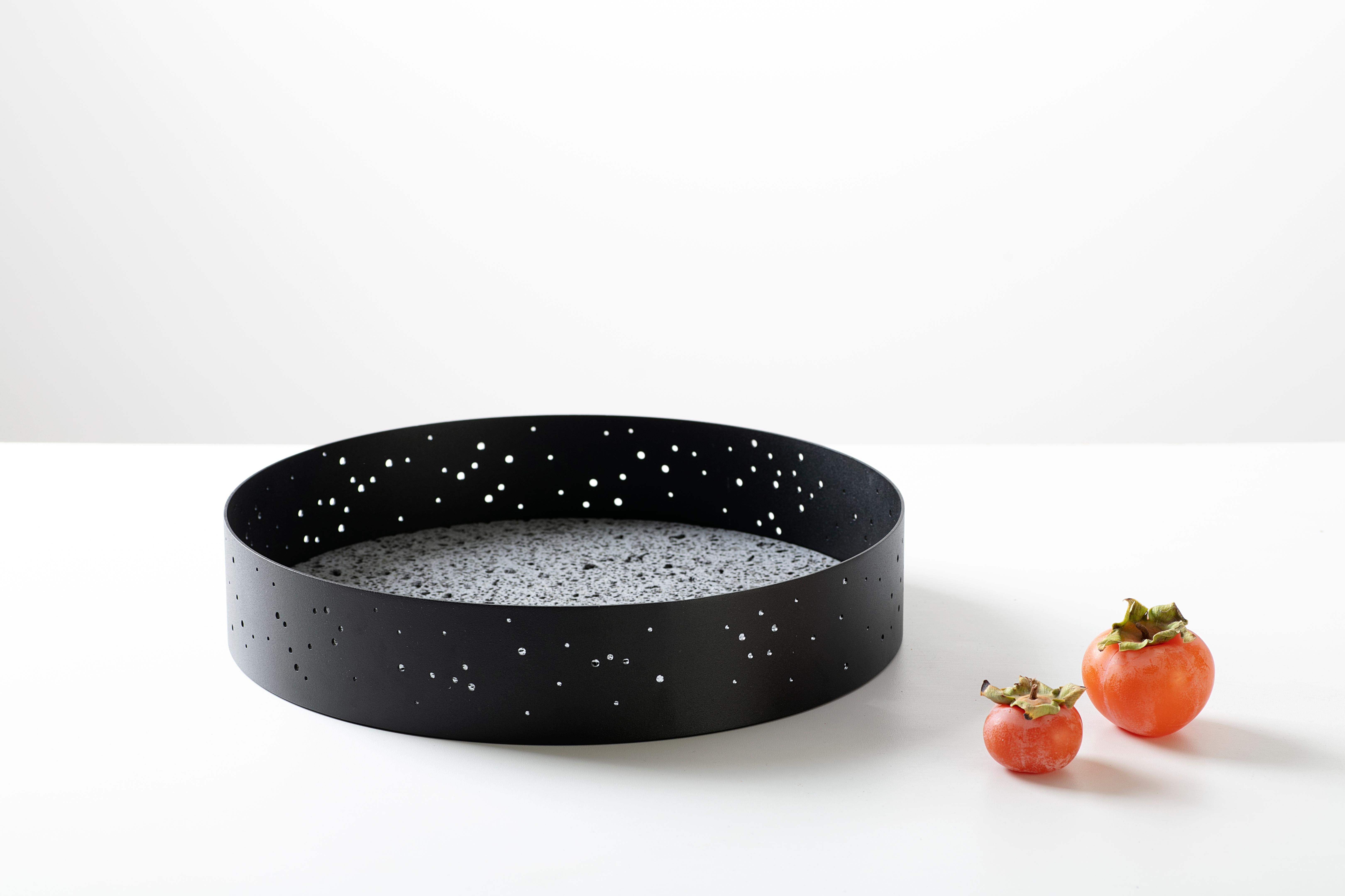 Acier Plateau et centre de table Eclittica Design en marbre Blanco Namibia par Stella Orlandino en vente