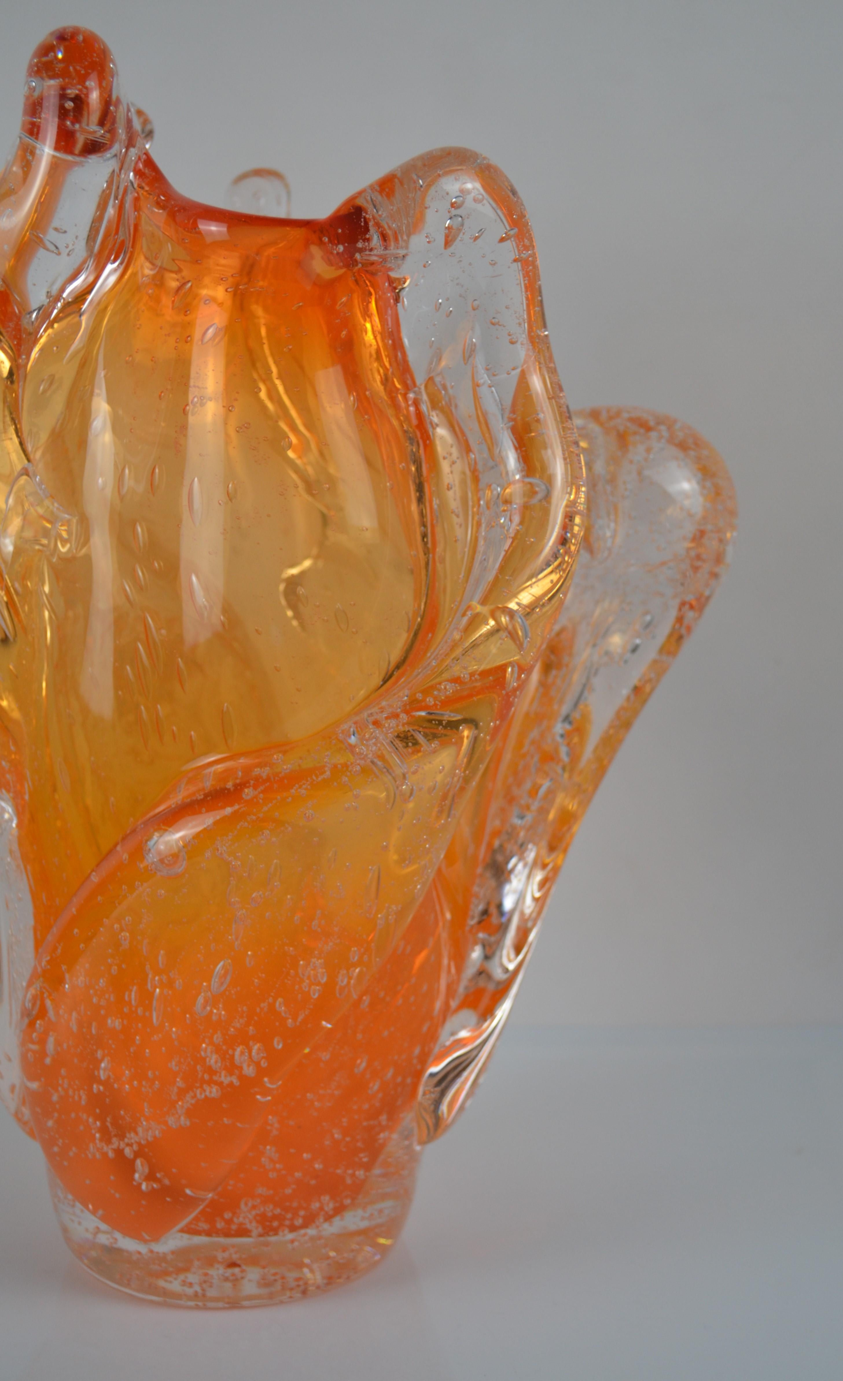 Brutalist Eco Crystal Vase, Amorphous Collection by BF Glass Studio For Sale