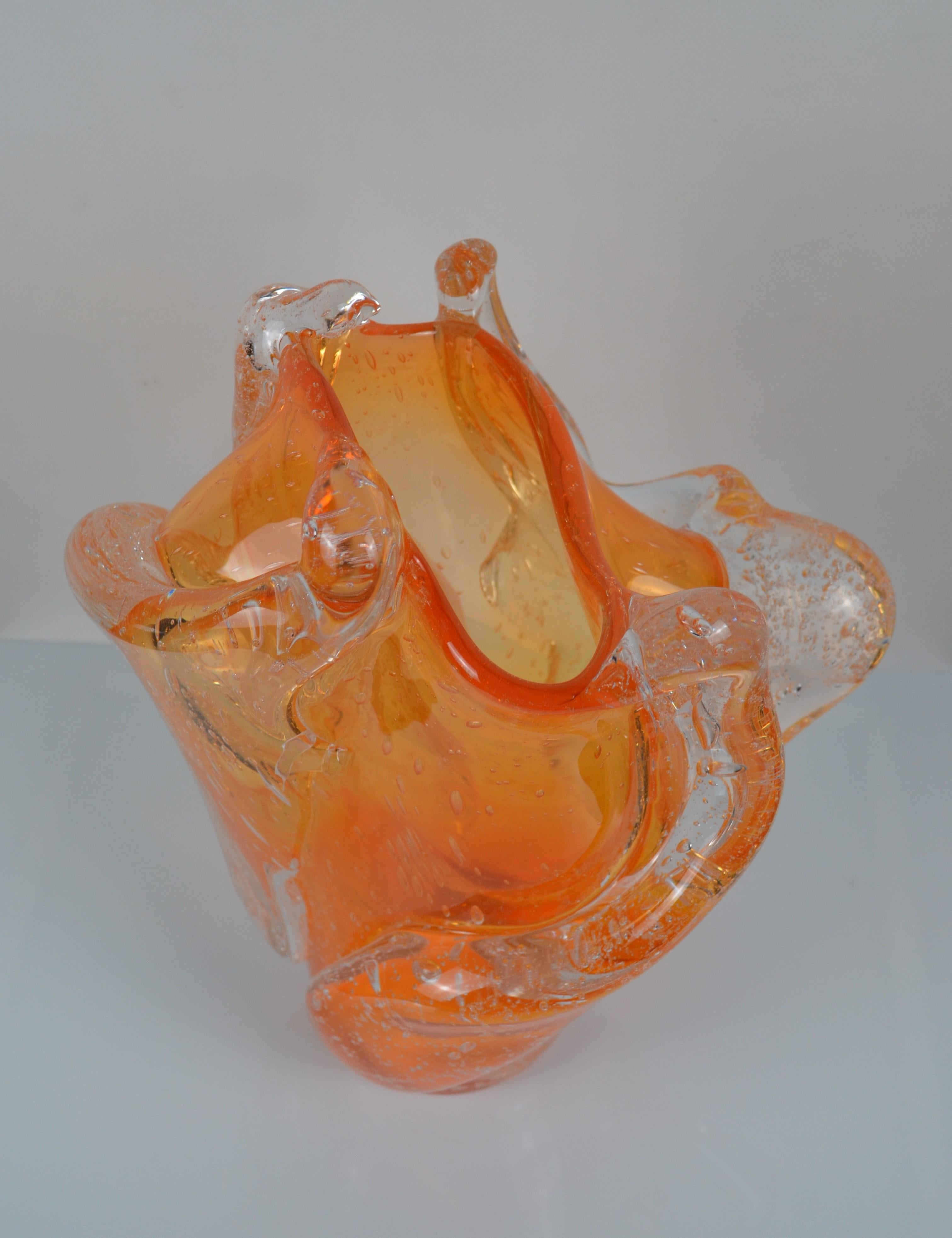 Portuguese Eco Crystal Vase, Amorphous Collection by BF Glass Studio For Sale