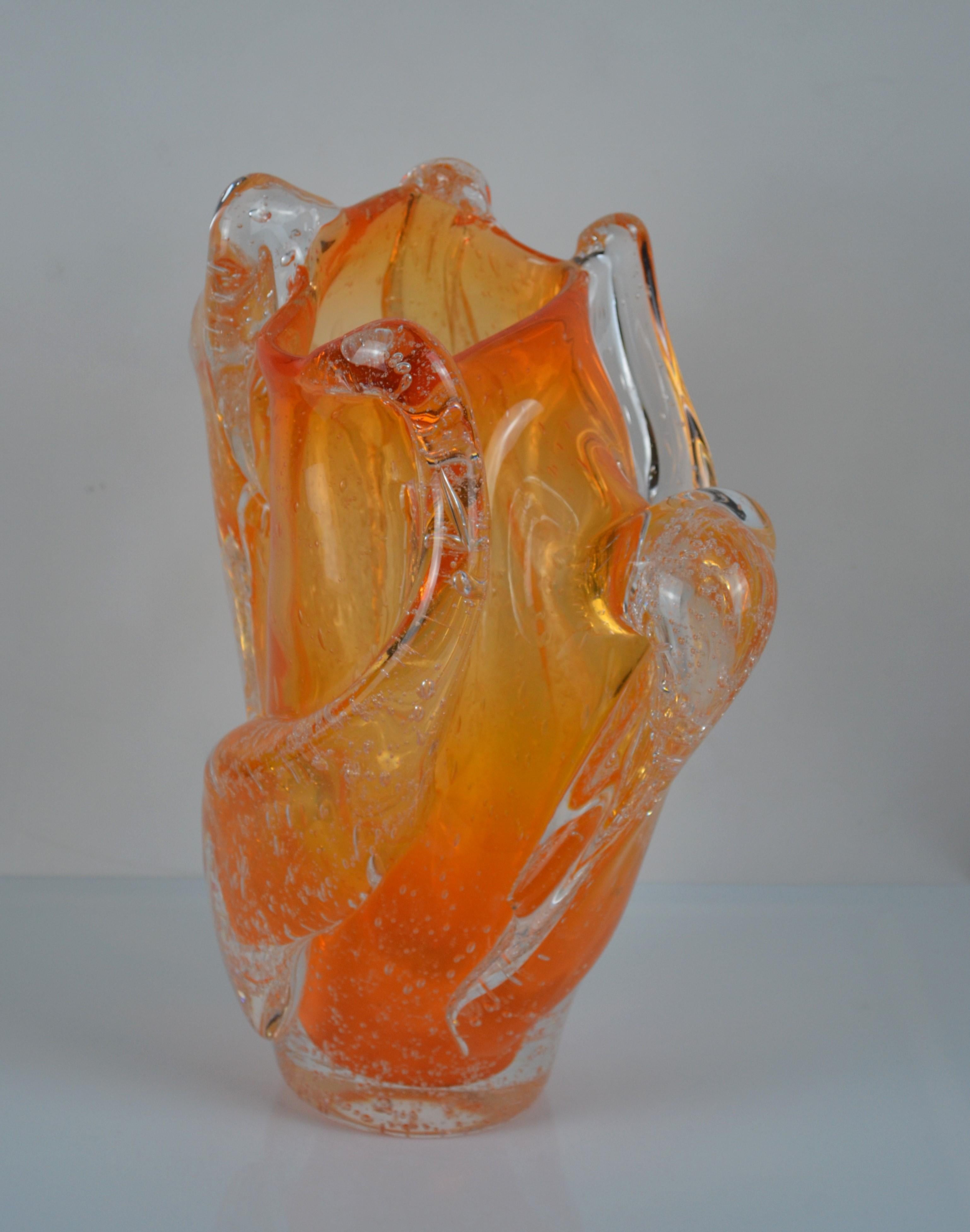 Contemporary Eco Crystal Vase, Amorphous Collection by BF Glass Studio For Sale