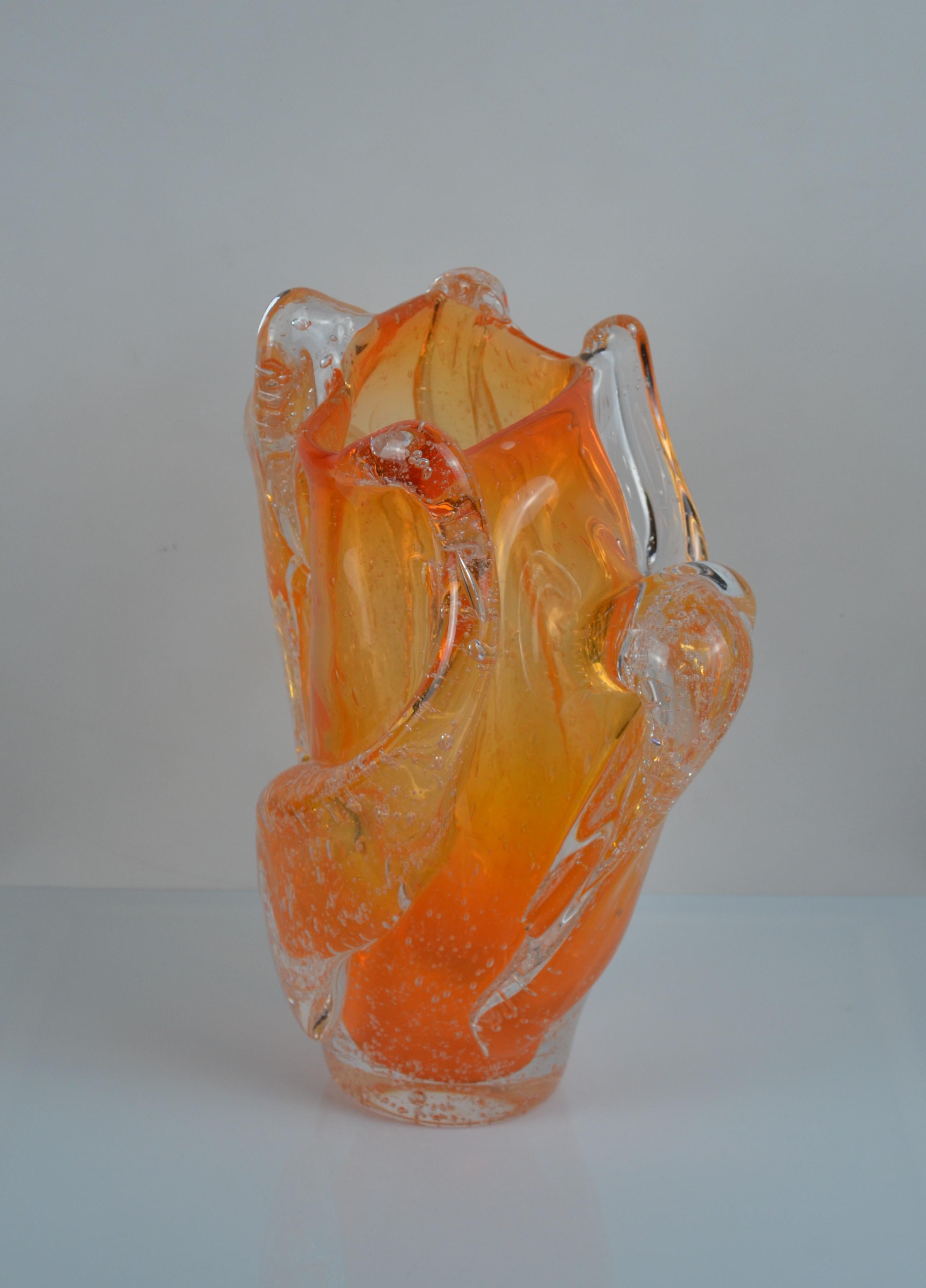 Eco Crystal Vase, Amorphous Collection by BF Glass Studio For Sale 1