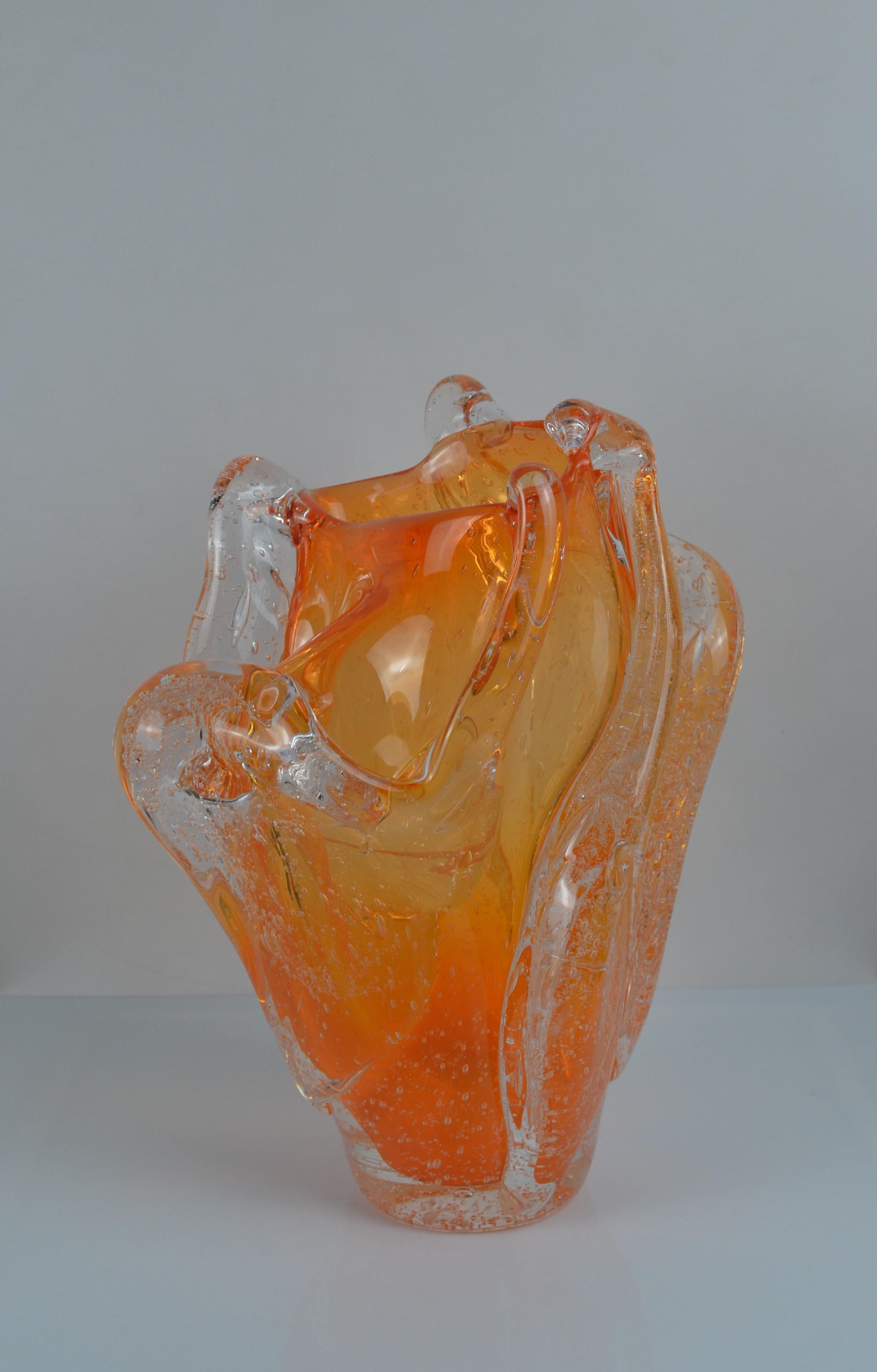 Eco Crystal Vase, Amorphous Collection by BF Glass Studio For Sale 2