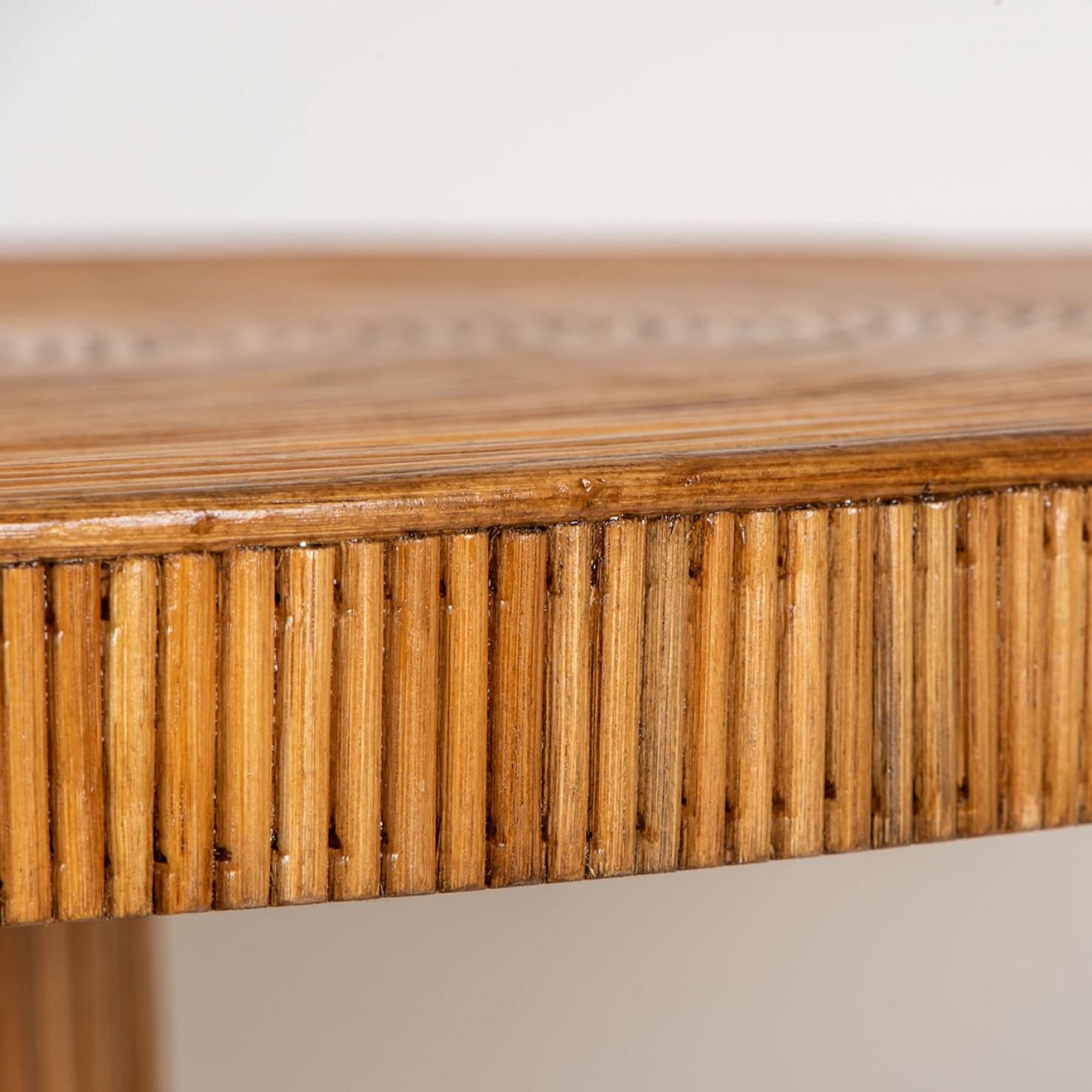 Table de salle à manger à piédestal en rotin écologique par Rene Houben en vente 3