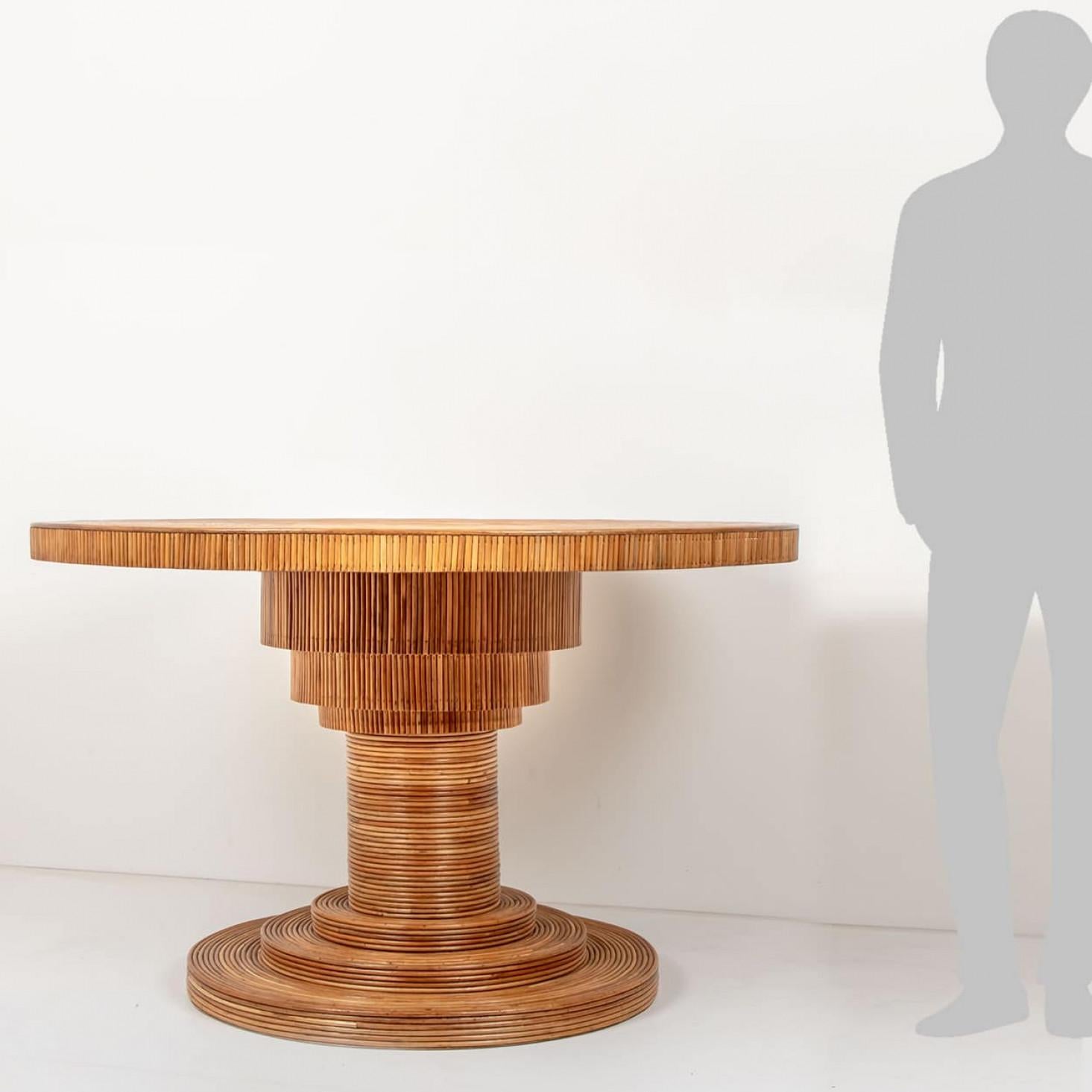 Table de salle à manger à piédestal en rotin écologique par Rene Houben en vente 5