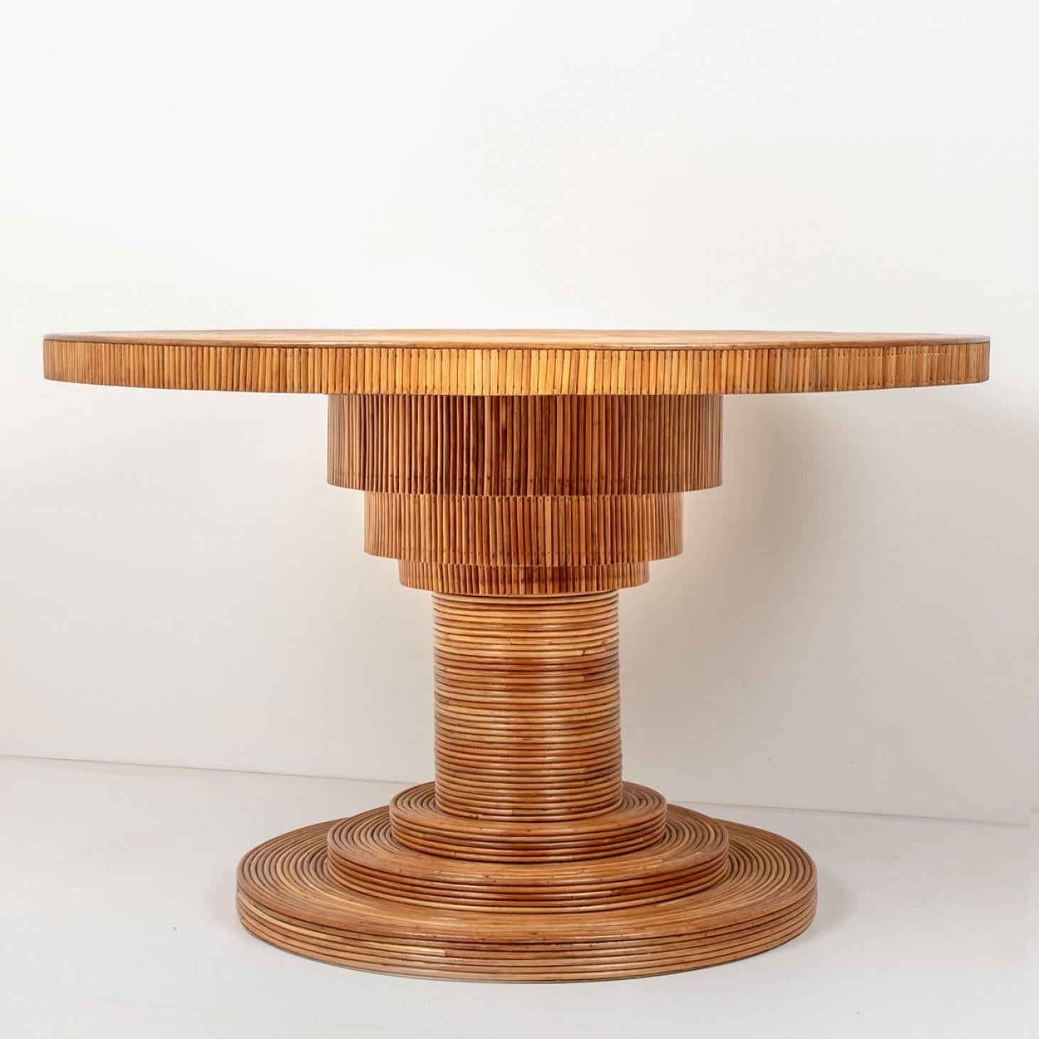 Table de salle à manger à piédestal en rotin écologique par Rene Houben en vente 6