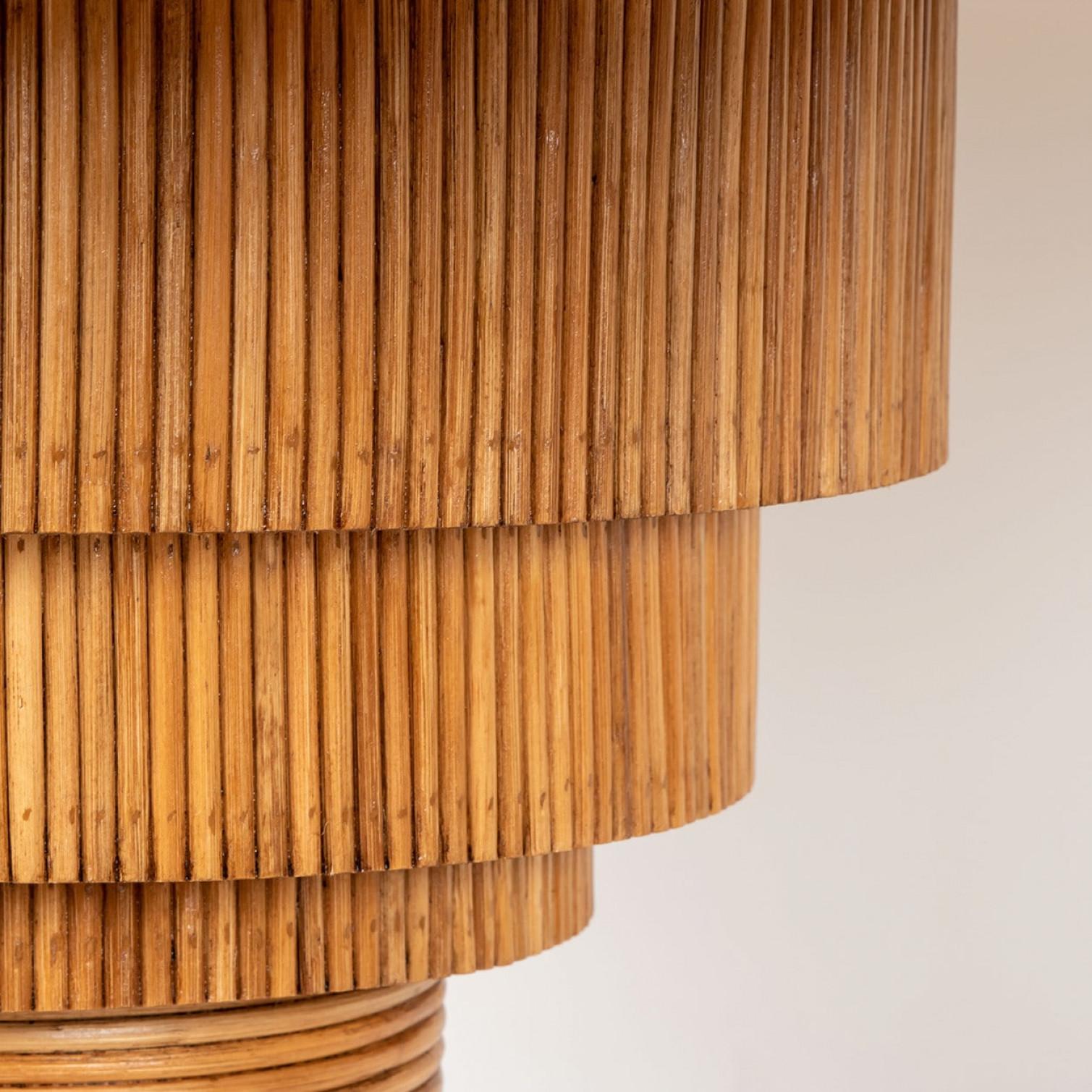 Néerlandais Table de salle à manger à piédestal en rotin écologique par Rene Houben en vente