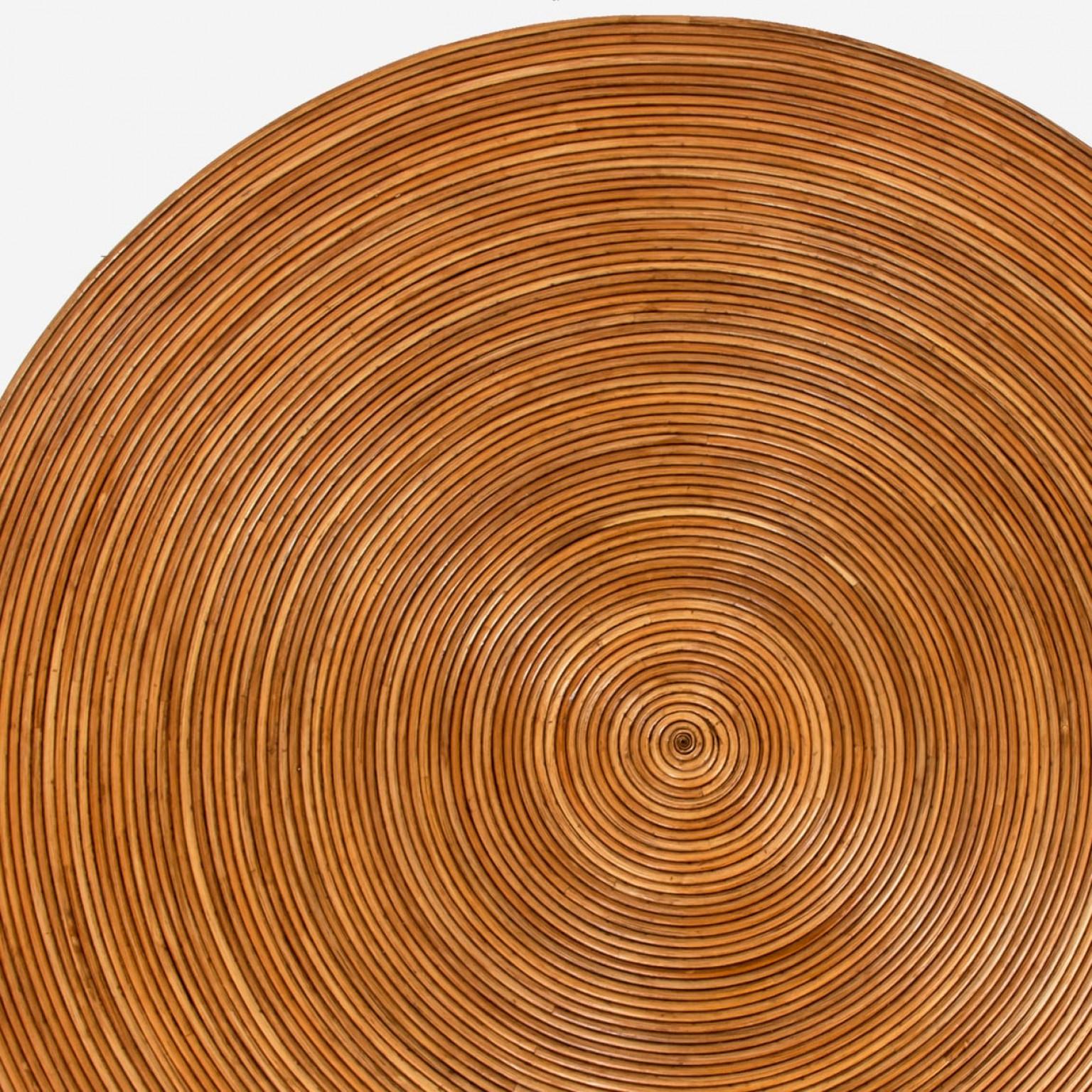 Rotin Table de salle à manger à piédestal en rotin écologique par Rene Houben en vente