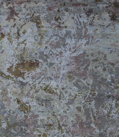 Abstrakter zeitgenössischer Teppich aus umweltfreundlicher Wolle und wiederverwendeter Seide