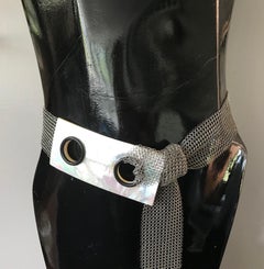 Sylvia Gottwald /Mother of Pearl Necklace / Belt Buckle on Stainless Steel Mesh