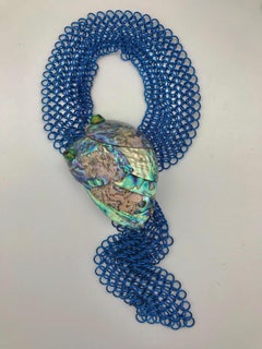 Iridescent Green Blue Nacre  Necklace Mother of Pearl Pendant Necklace Eco Luxe