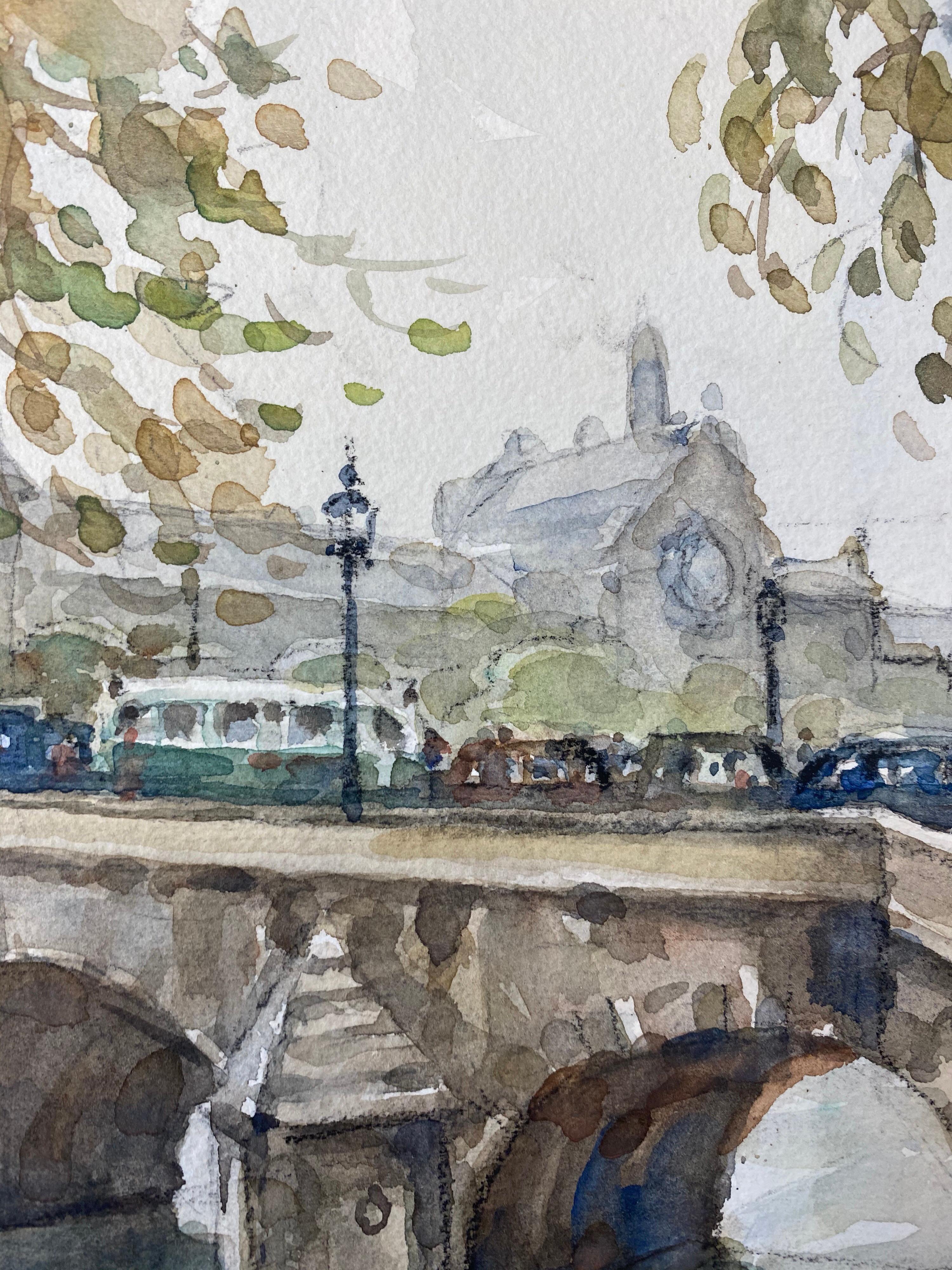 Ecole de Paris, Mid-20th Century, Parisian Scene River Seine Pont For Sale 1
