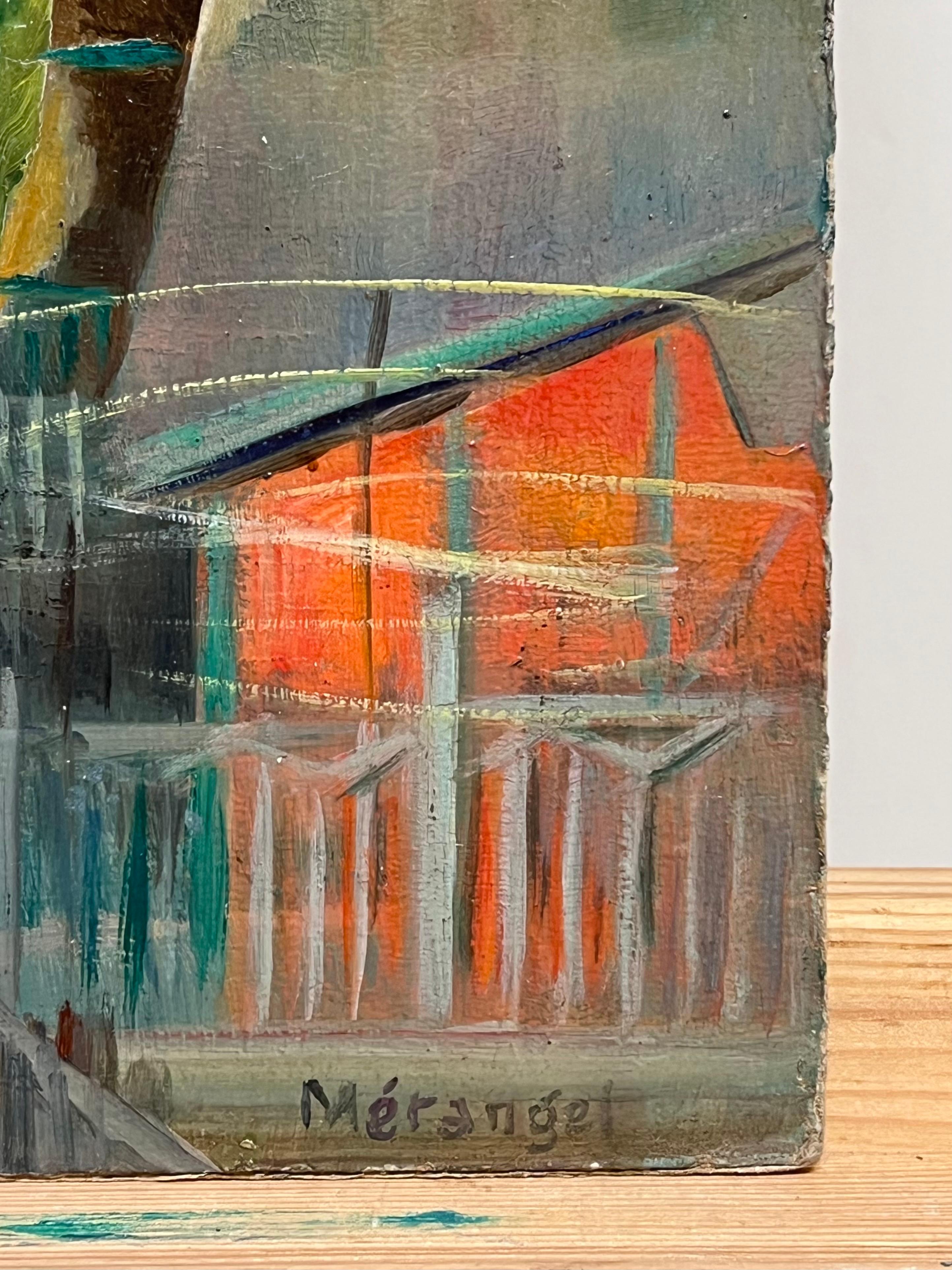 1930's Escuela de París Pintura al óleo Dama paseando por el jardín Influencia fauvista - Painting Fauvista de Ecole de Paris