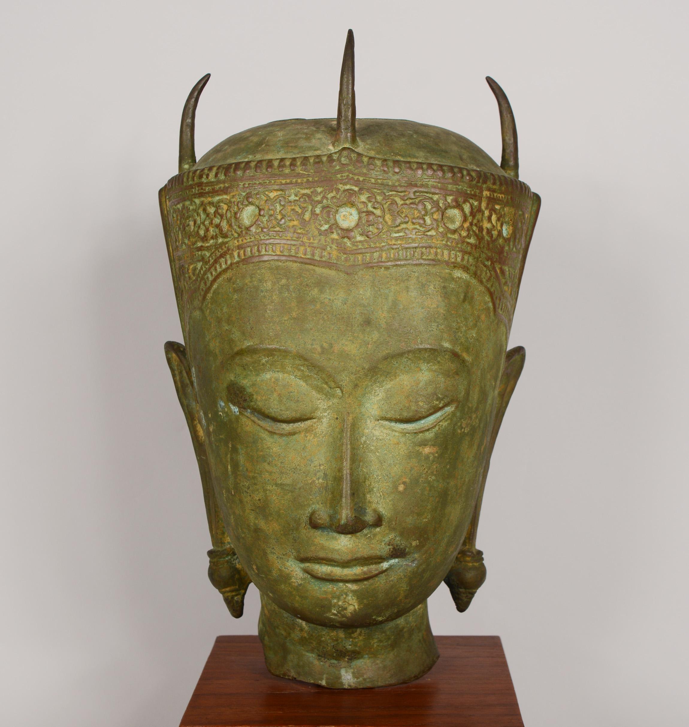 Vietnamese Ecole Professionnelle de Bien Hôa Head of Siam Buddha Head Bronze Sculpture