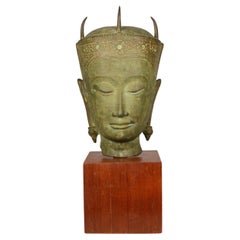 Vintage Ecole Professionnelle de Bien Hôa Head of Siam Buddha Head Bronze Sculpture