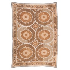 ecorative Mid-20th C. Neutral Samarkand Suzani, Uzbekistan