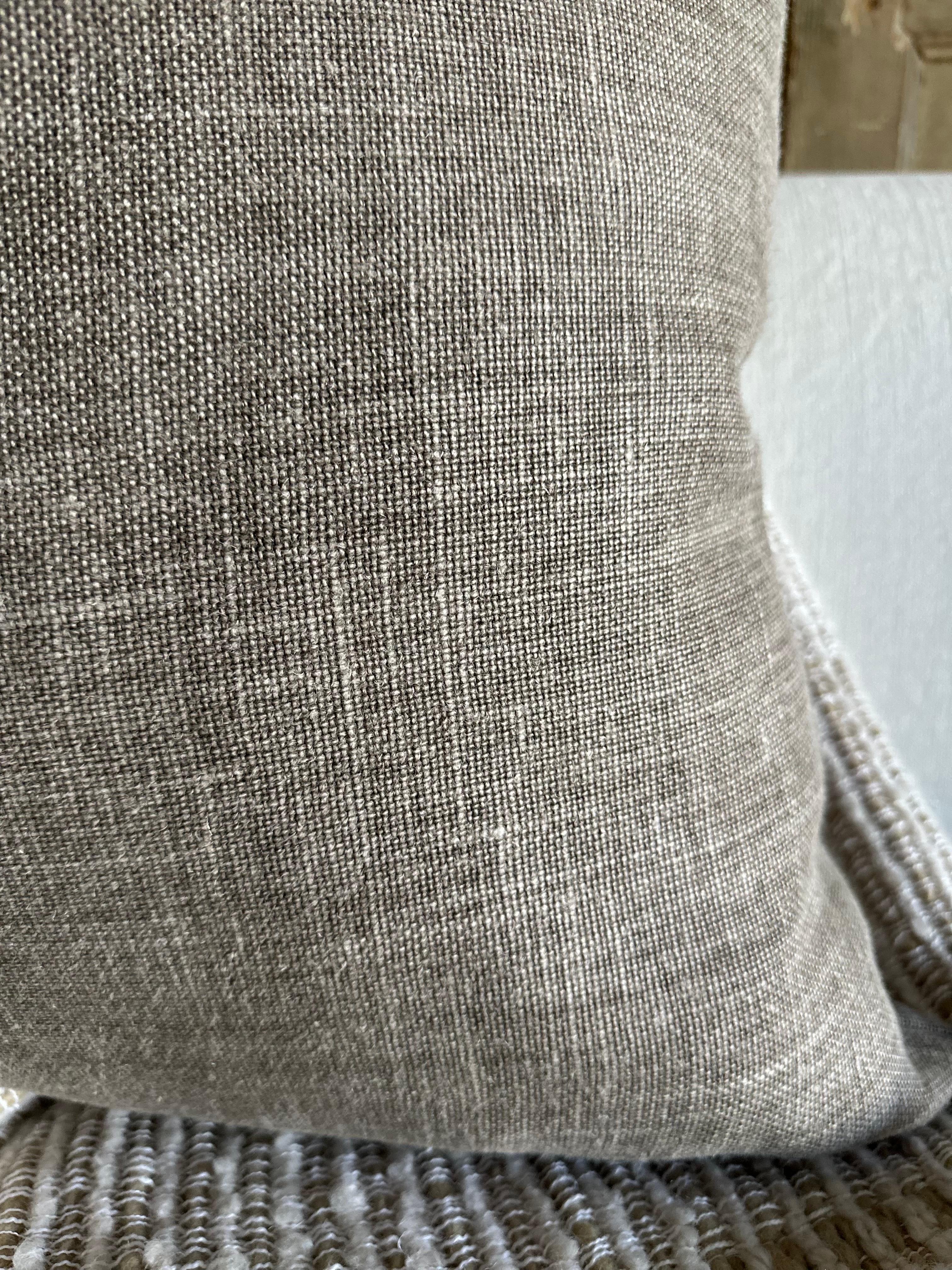 Contemporary Ecorce Linen Pillow with Down Insert For Sale