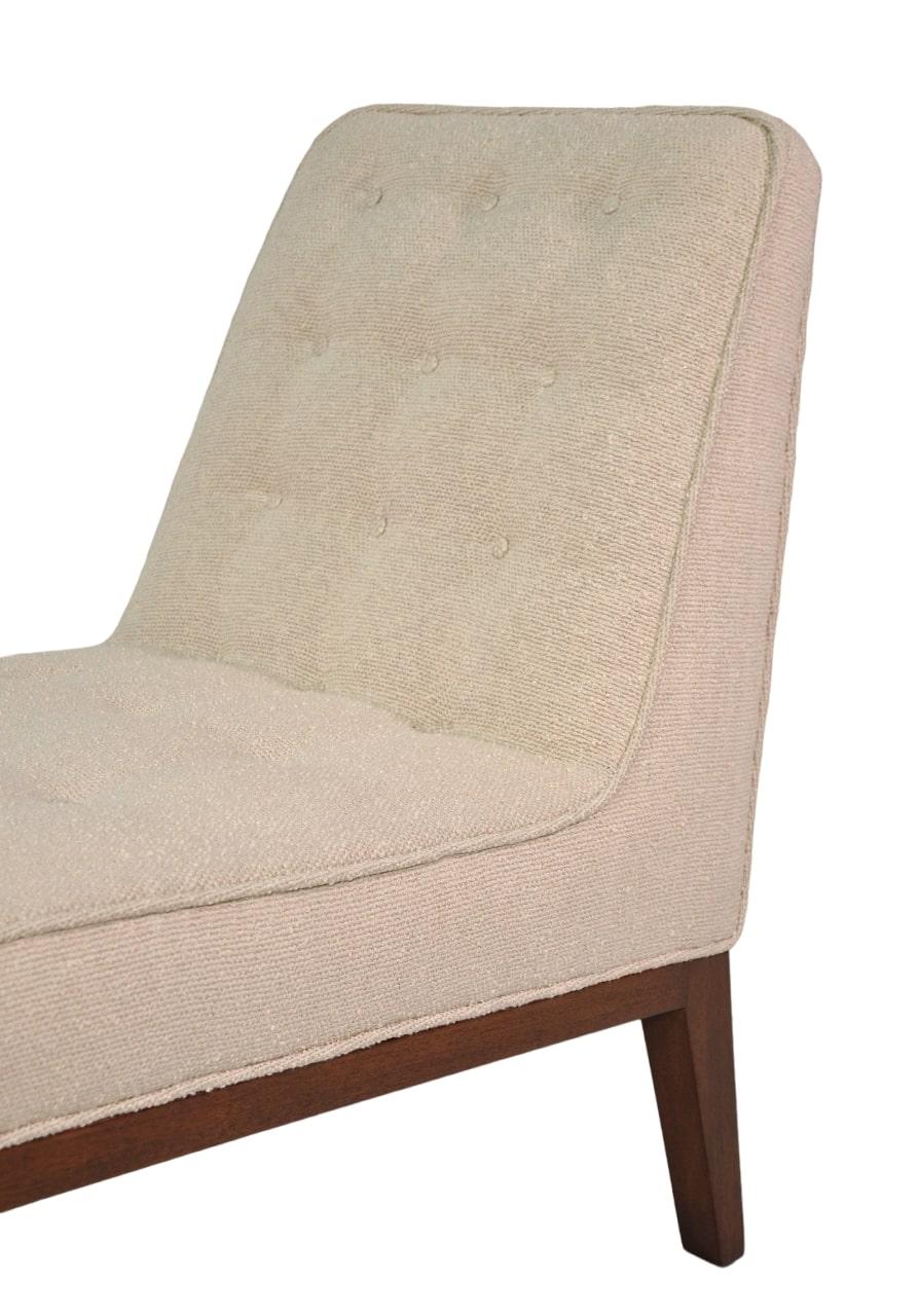 Lacquered Ecru Beige Boucle Sophia Slipper Chairs by Edward Wormley for Dunbar For Sale