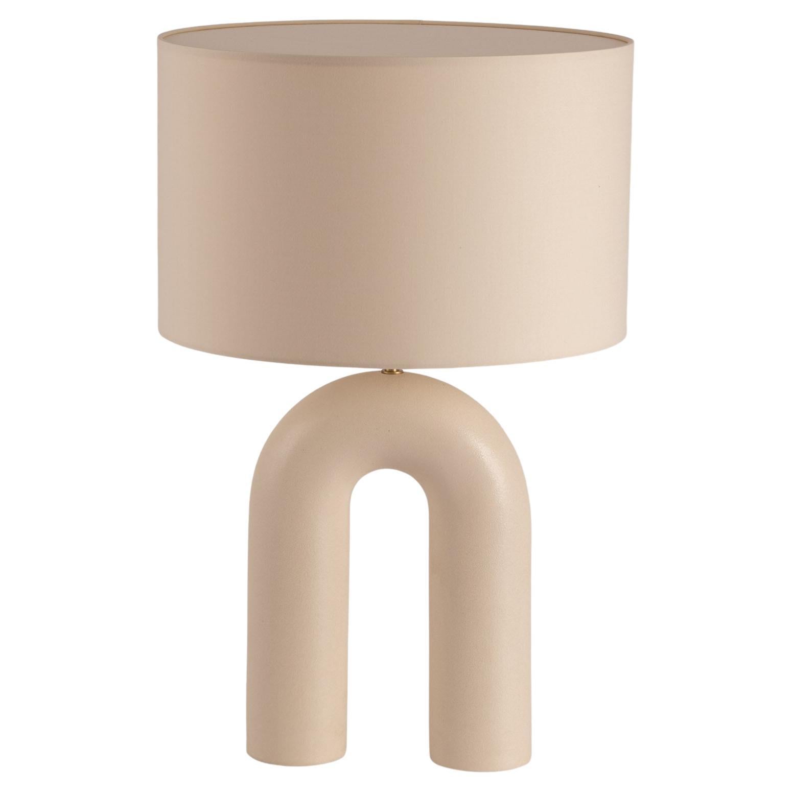 Ecru Ceramic Arko Table Lamp with Beige Lampshade by Simone & Marcel