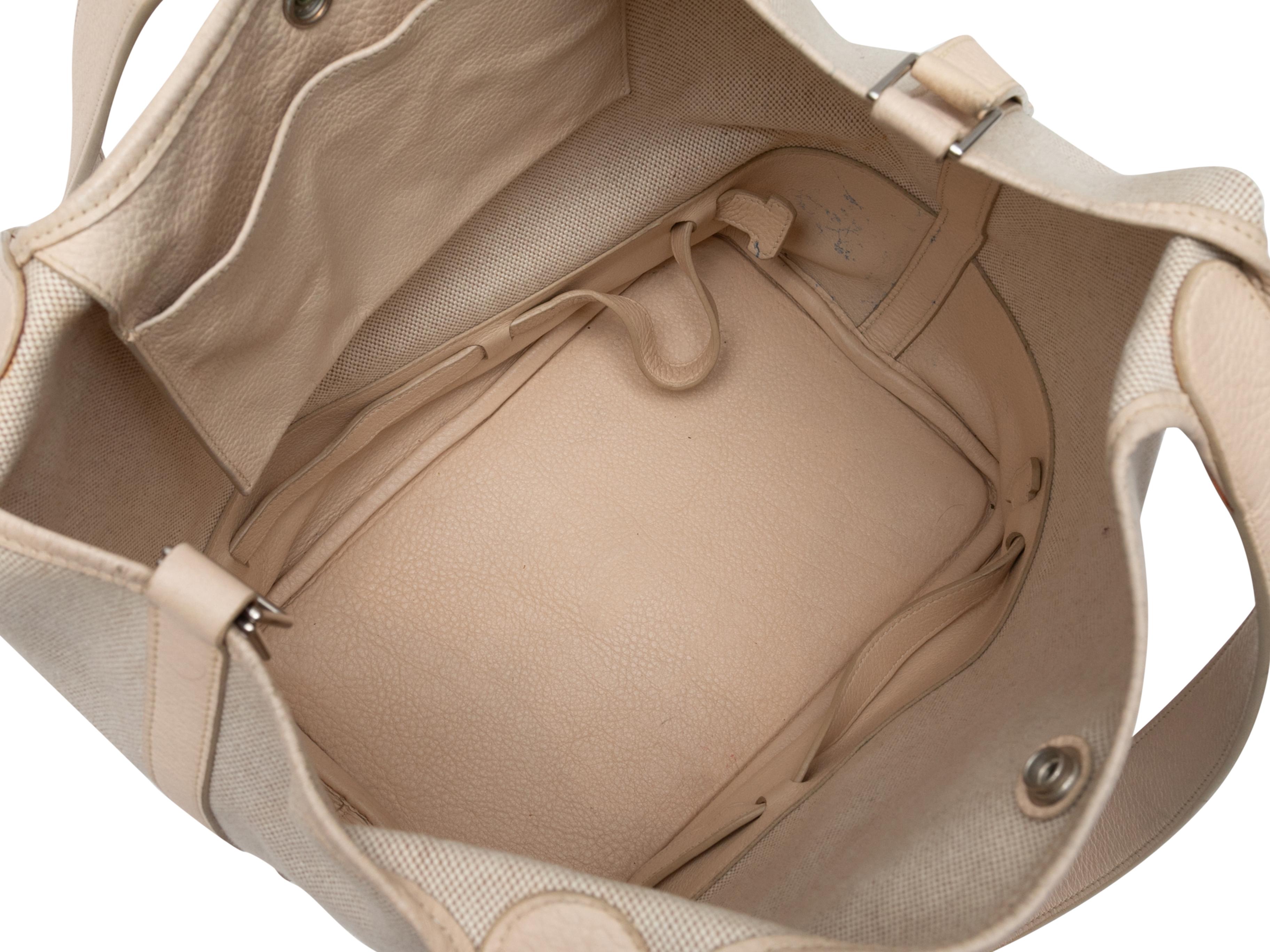 Women's Ecru Hermes 2007 Toile Picotin GM Bag