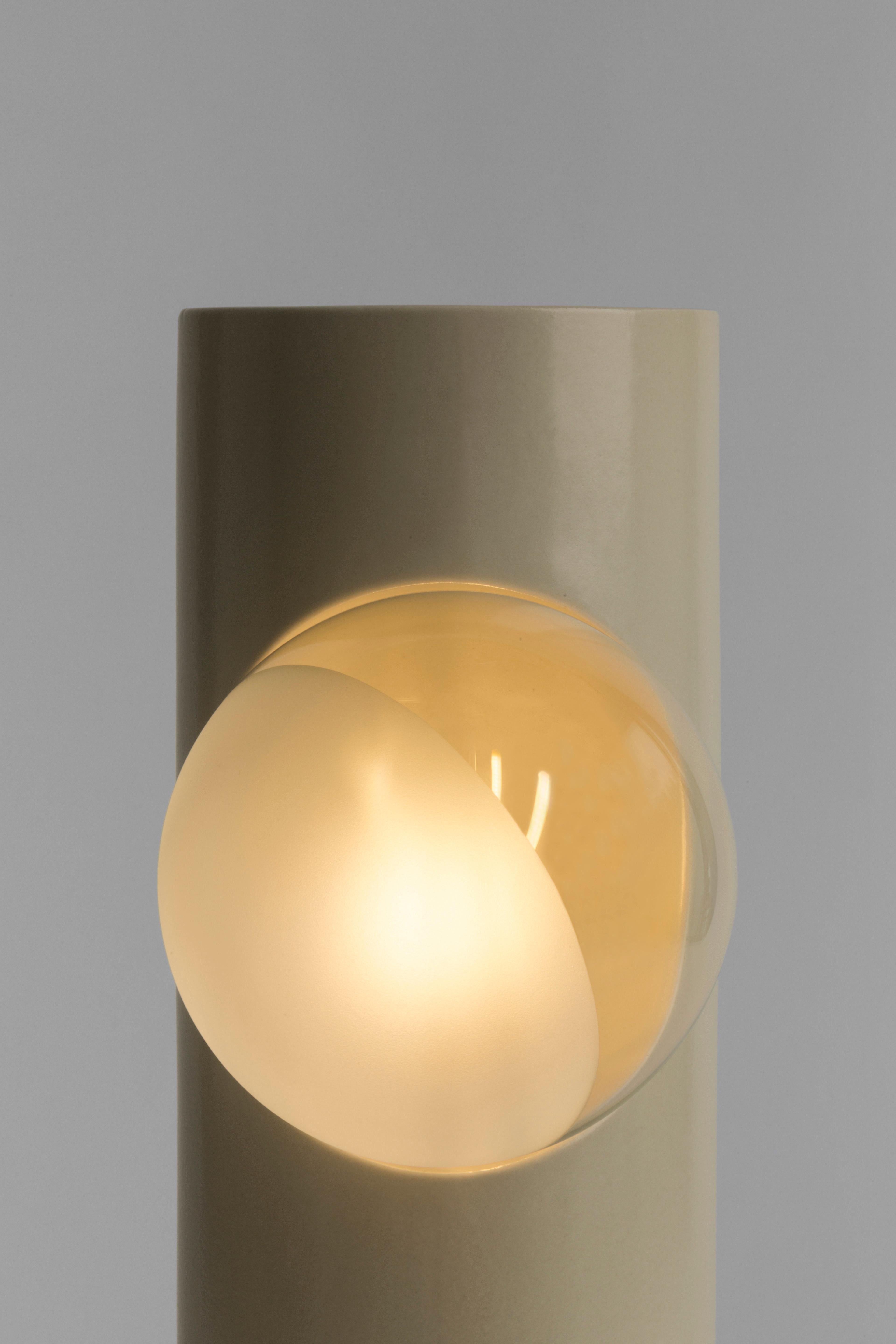 Contemporary Ecru Semigloss Post Lamp by Subject Bureaux For Sale