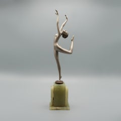 Sculpture en bronze peinte à froid Art Déco de Josef Lorenzl