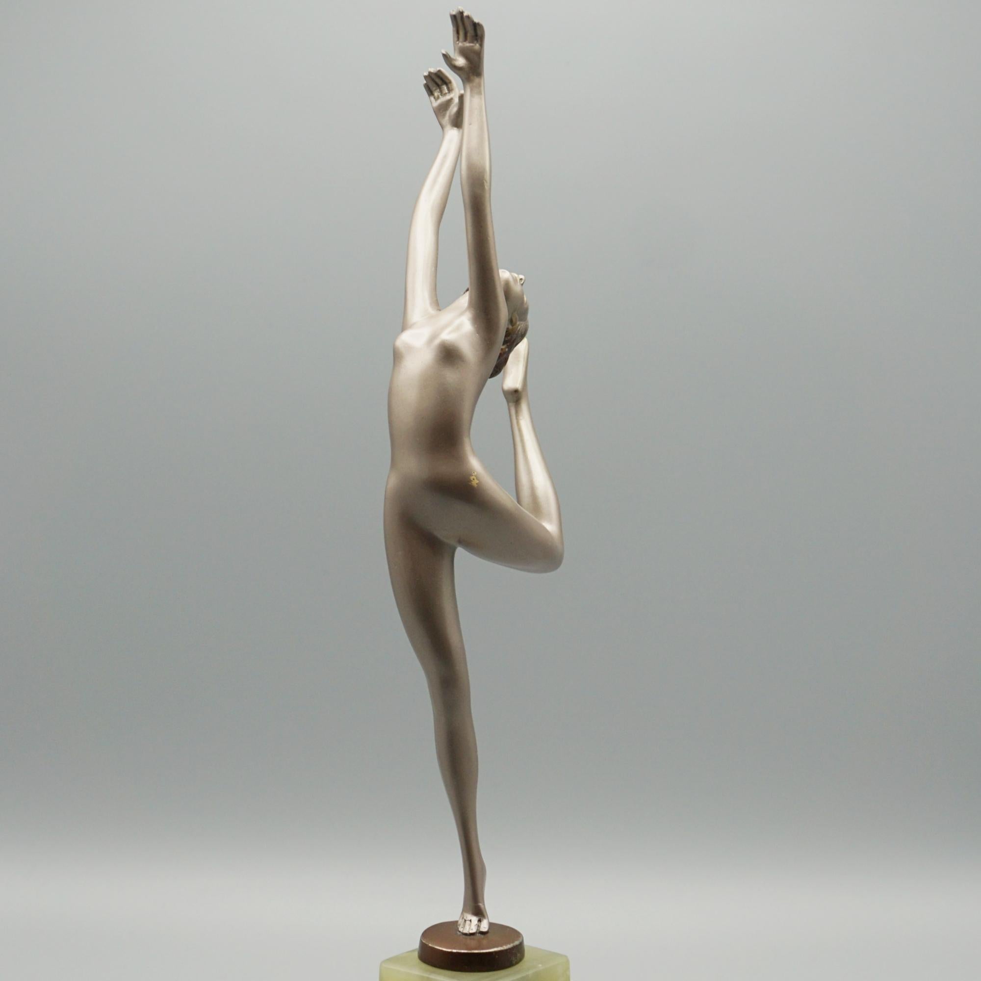Art Déco Scultura in bronzo dipinto a freddo 'Ecstacy' Art Deco di Josef Lorenzl in vendita