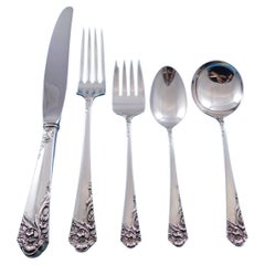 Retro Ecstasy by Amston Sterling Silver Flatware Set for 8 Service 42 Pcs Dinner Size
