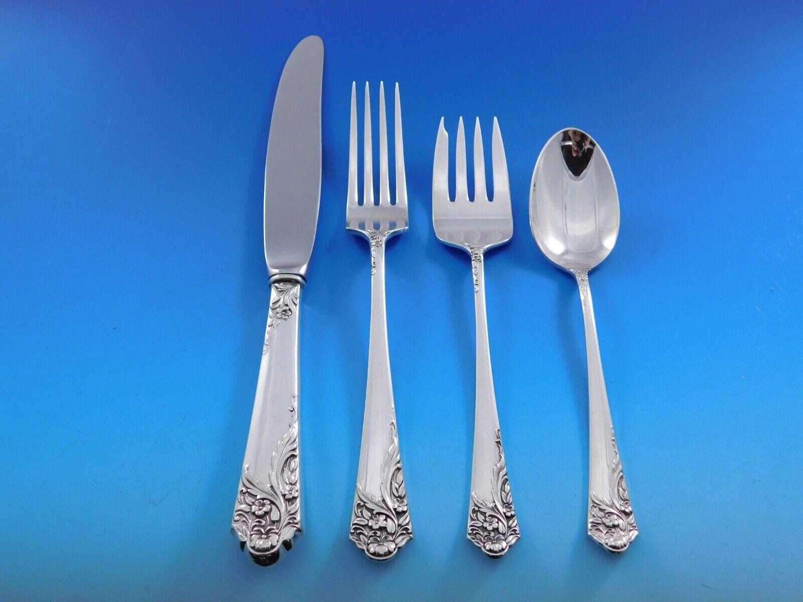 20th Century Ecstasy by Amston Sterling Silver Flatware Set for 12 Service 142 pc Dinner Size For Sale