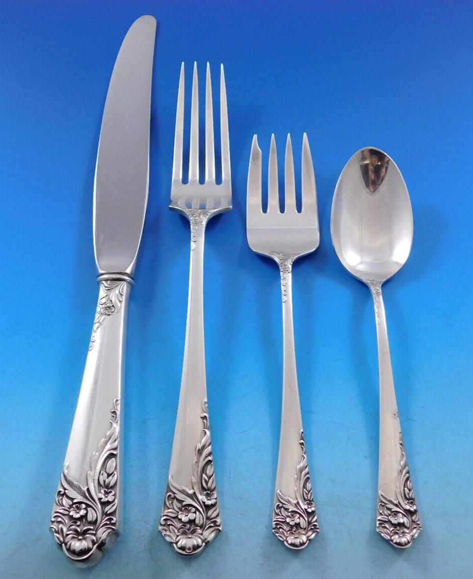 Argent sterling Ensemble de couverts en argent sterling pour 8 personnes 40 pièces, taille dîner Ecstasy par Amston en vente